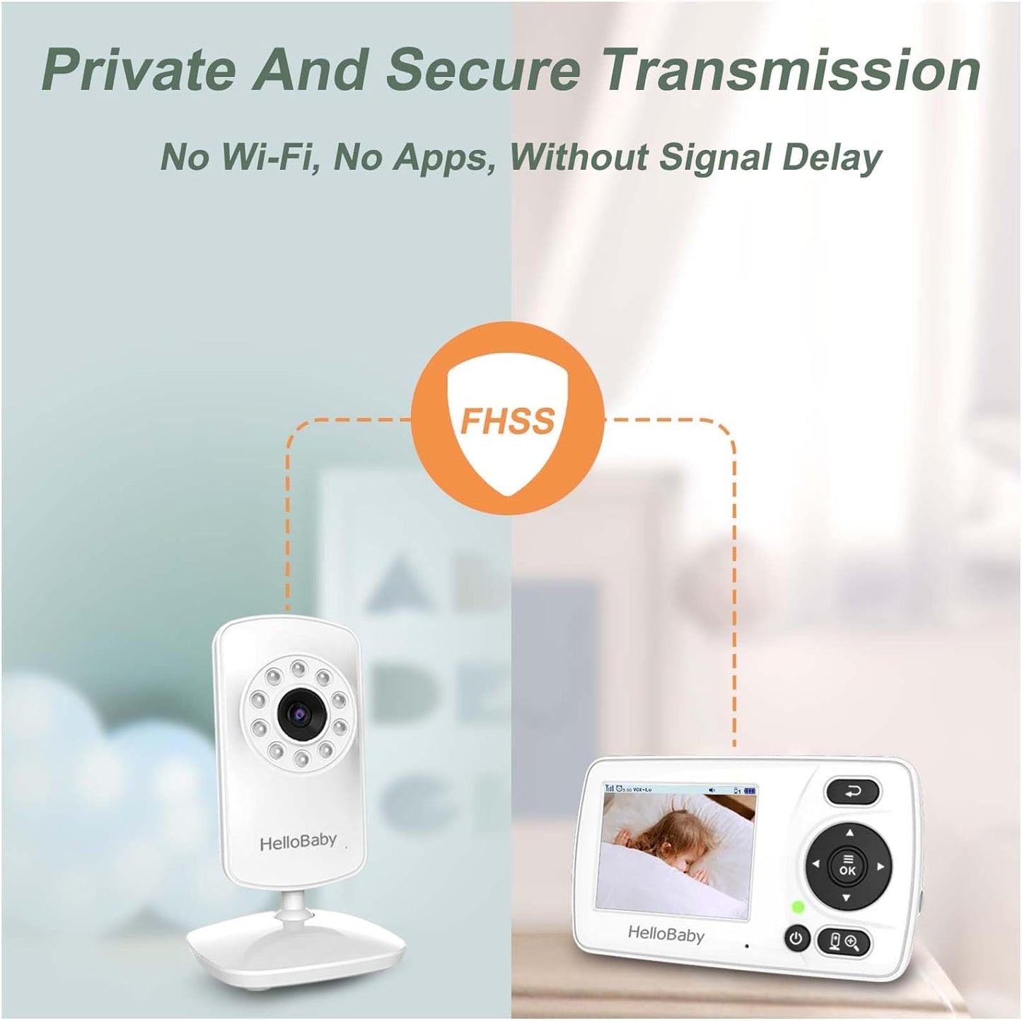 HelloBaby HB30 Video Baby Monitor with Digital Camera and Audio, No WiFi No App Safety Baby Monitor, 8 Languages, Auto Night Vision, 1000ft Transmission Range, 2.4 inch Portable Screen