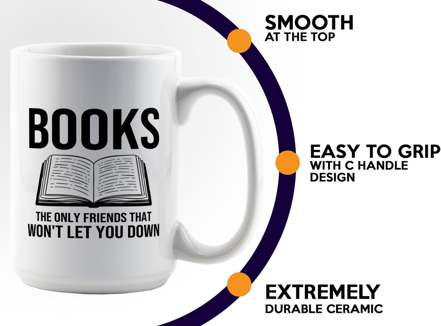 Book Lover Coffee Mug 15oz White -Books The only - Bookworm Literature Library Book Lover Reader Booked Editor Intellectual Studious