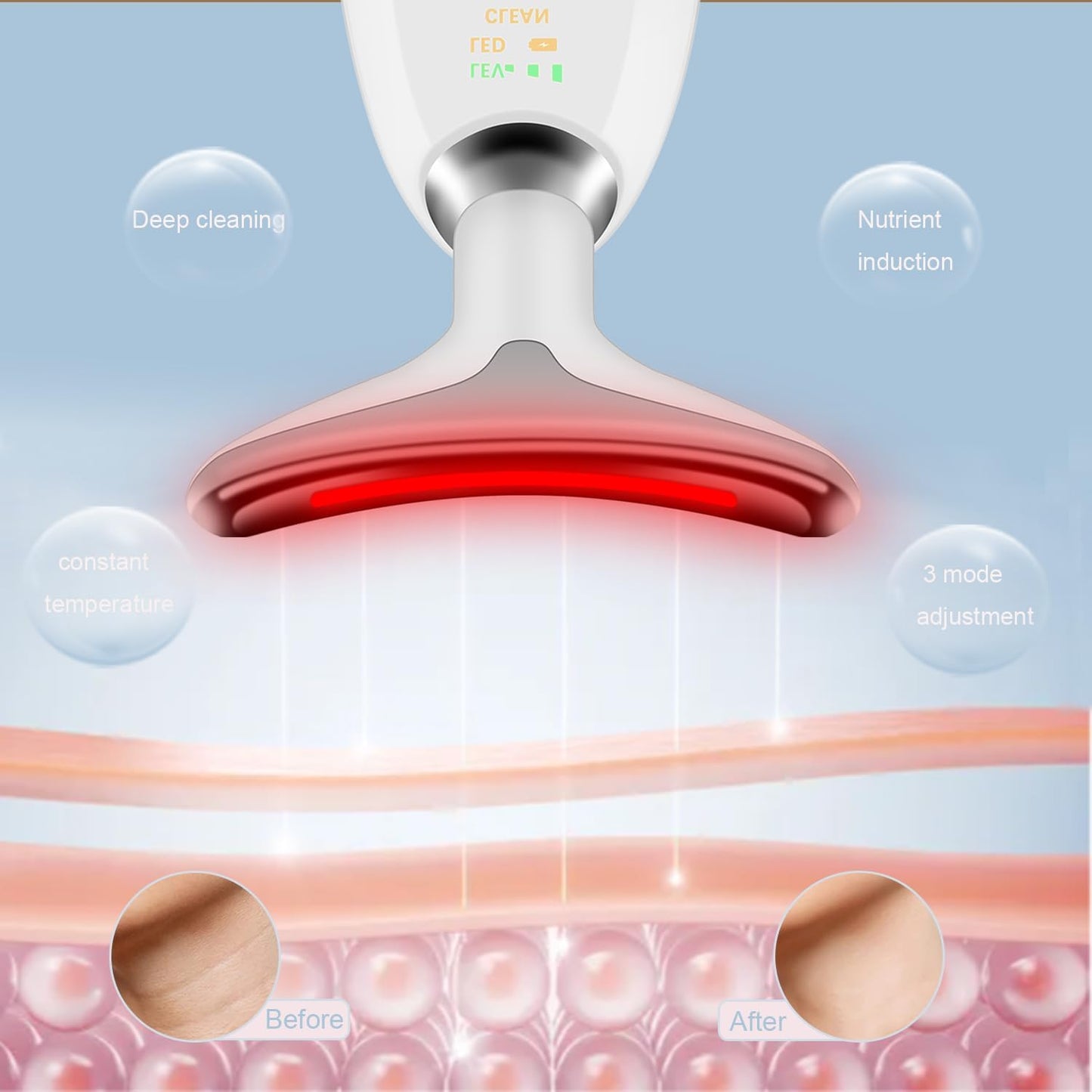 Face and Neck Massager Tools, Portable Facial Beauty Device,Facial Massager with 7 Color LED Lights for Skin Care