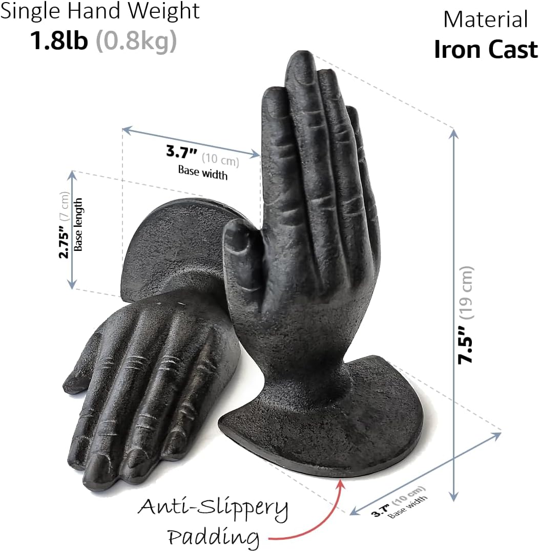 Ambipolar Hands Style Decorative Bookends - Antique Black Cast Iron Decorative Accent for Home Decor, Bookshelf, Living Room Decor, Decorative Bookends for Heavy Books
