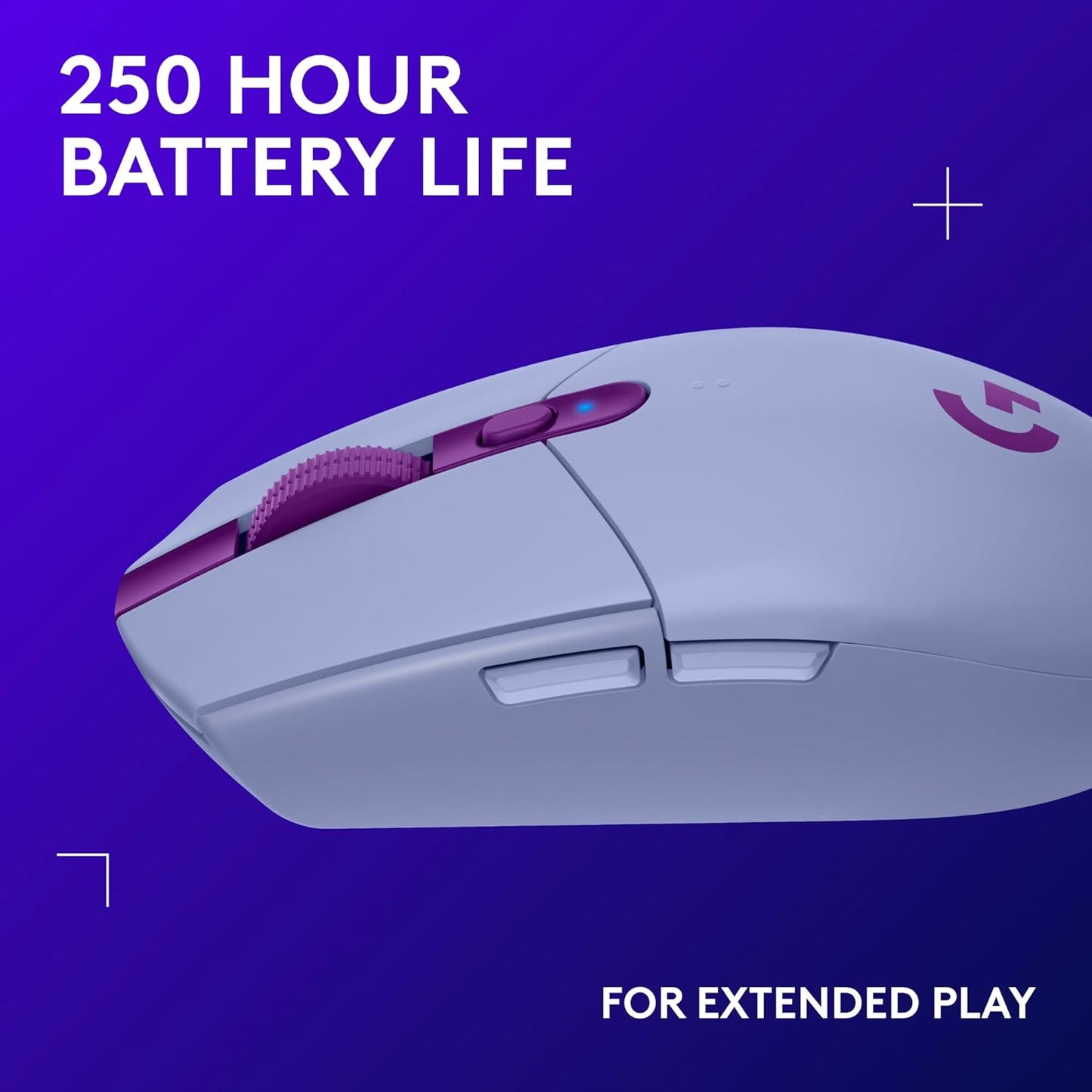Logitech G305 Lightspeed Wireless Gaming Mouse, Hero Sensor, 12,000 DPI, Lightweight, 6 Programmable Buttons, 250h Battery, On-Board Memory, Compatible with PC, Mac - Lilac