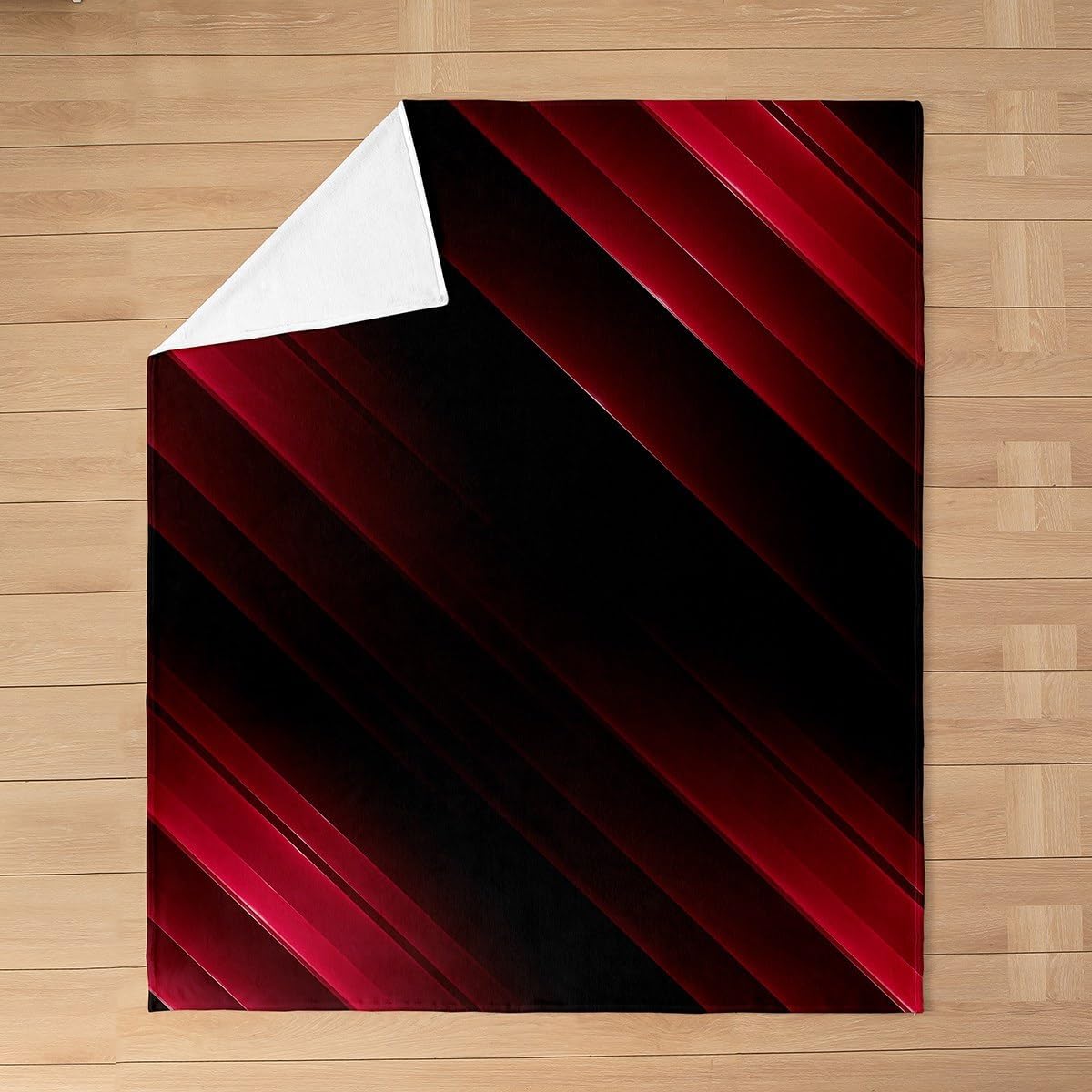 Feelyou Kids Red and Black Geometric Flannel Blanket Twin 60"x80" Modern Abstract Ombre Fleece Throw Blanket for Boys Girls Bedroom Striped Decor Plush Blanket Women Men Fuzzy Blanket