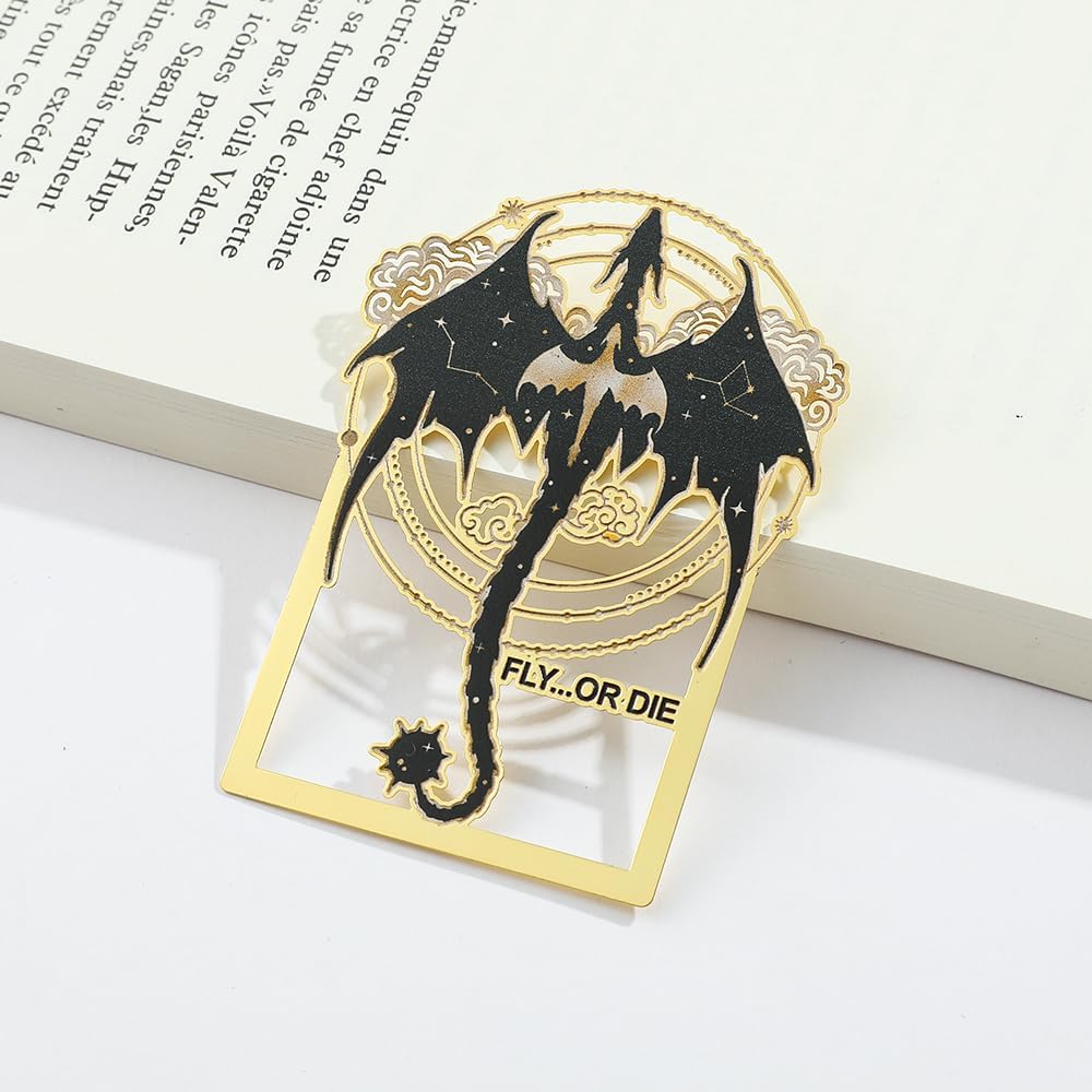 Engraved Black Dragon Stainless Steel Book Mark - Dark Metal Bookmarks Reading Marks Book Lovers Collections School Supplies Gifts for Friends Teachers (SQ0838)