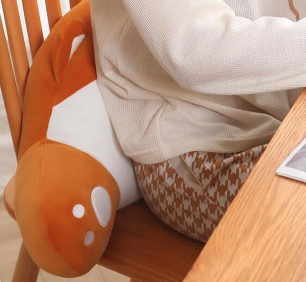 Tingting's Dream Cute Animals Lumbar Support Pillow Office Chair Back Pillow Soft Waist Cushion Sofa Back Pillow Bed Rest Reading Pillow (Brown-Shiba Inu, 55×28CM/21.65"×11.02")
