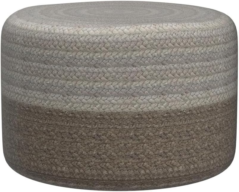 S & L Homes Pouf Ottoman - 100% Jute Braided Footrest Pouf Hand Knitted Traditional Cord Boho Pouffe for Living Room, Bedroom, Nursery, Patio, Lounge Colorblock - Natural Ivory (18”x18”x12”)