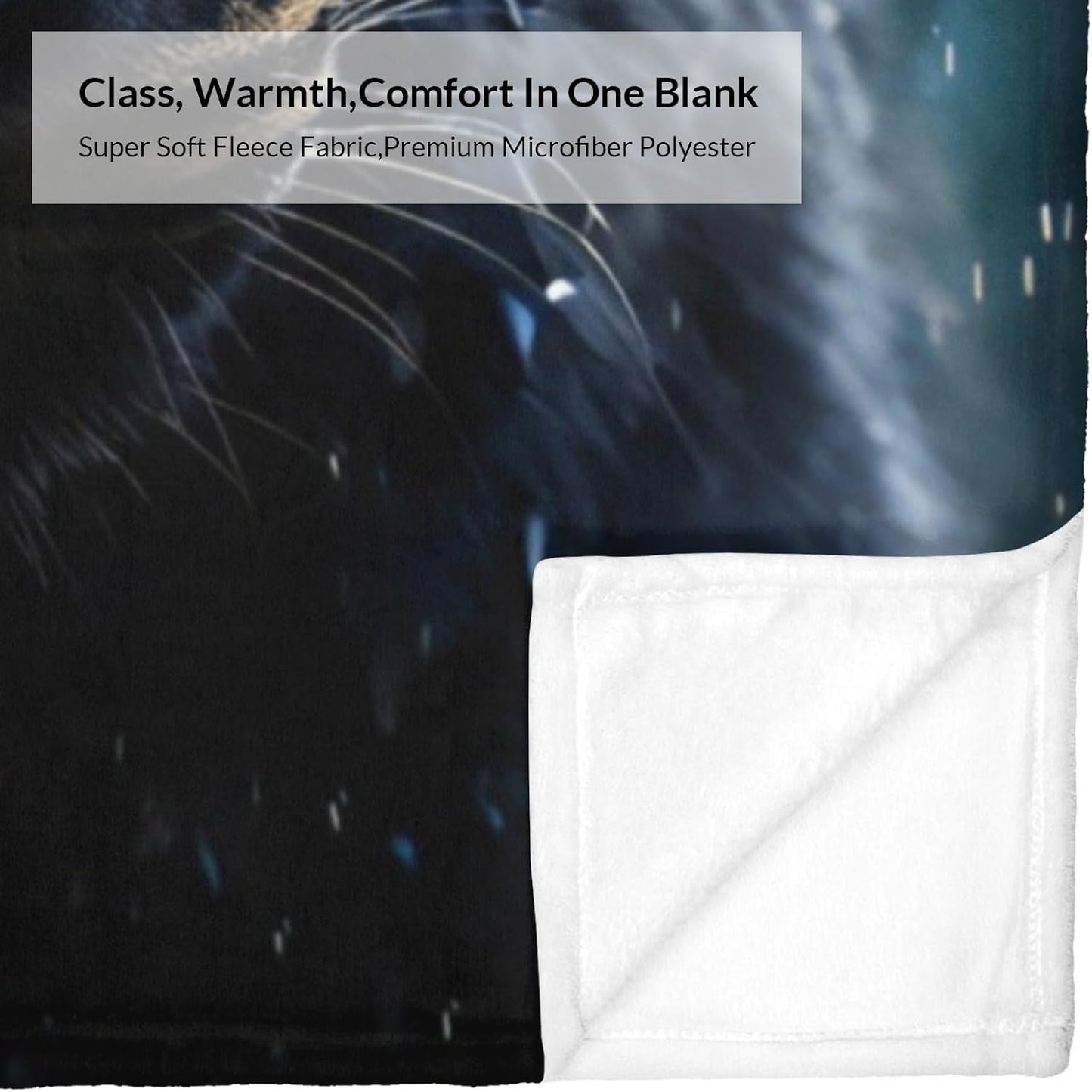 Black Panther 60"x50" Fleece Throw Blanket - Wild Animal Style Plush, Luxury Black Fuzzy Blanket That Does Not Fade