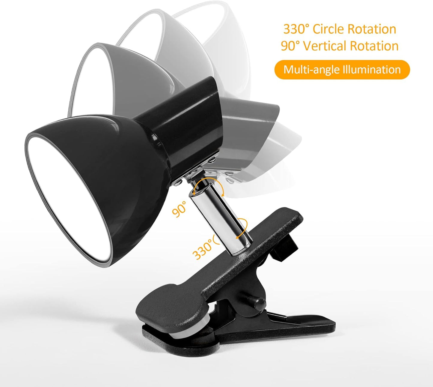 Clamp Light, Super Bright Clip Lamp for Book Reading in Bed Headboard Light, Easy to Attach Illumination Powerful Small Compact Clamp Lamp Black