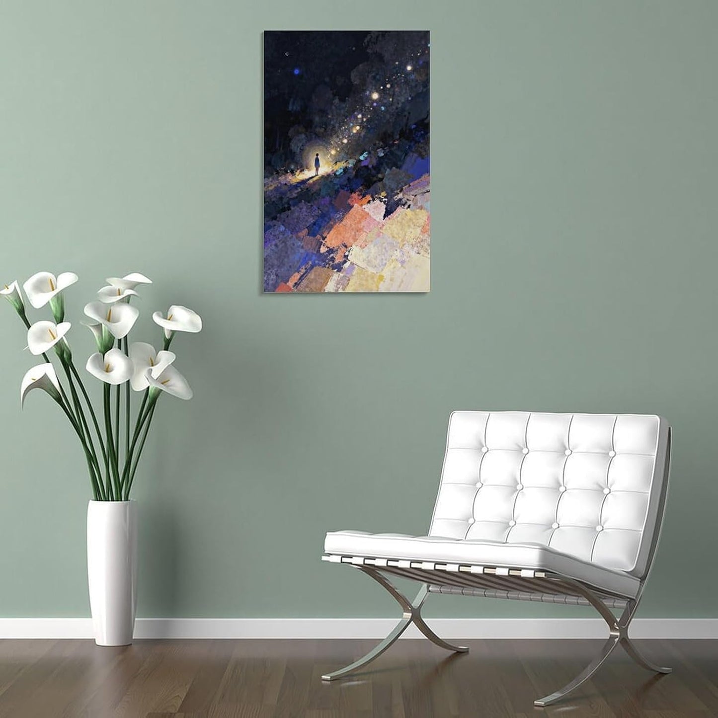 The World of Loneliness - 4 Oil Painting Print, Loneliness Wall Art, Moody Aesthetic Painting, Suitable for Reading Nook, Living Room, Bedroom Frame-style 20x30inch(50x75cm)