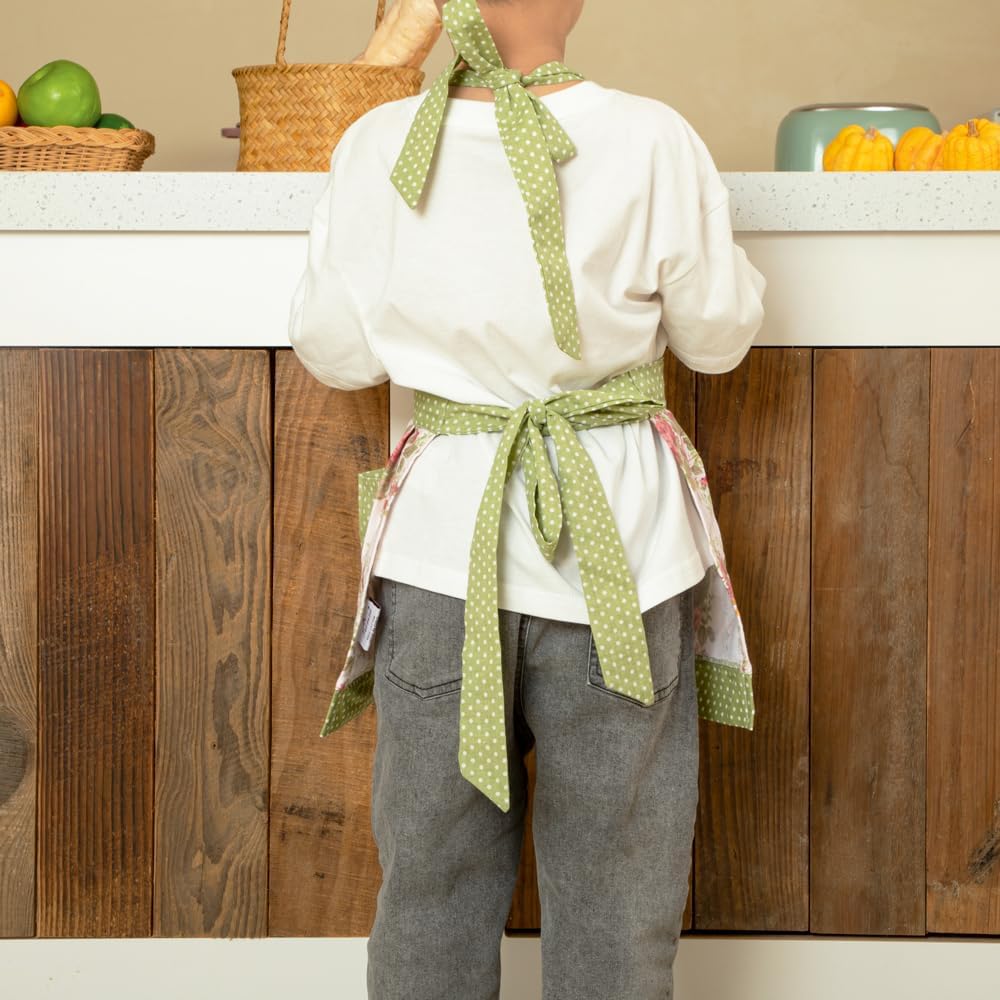 NEOVIVA Kitchen Aprons for Toddler Girls with Pockets, Adorable Cotton Aprons for Toddler Girls, Gifts for Christmas