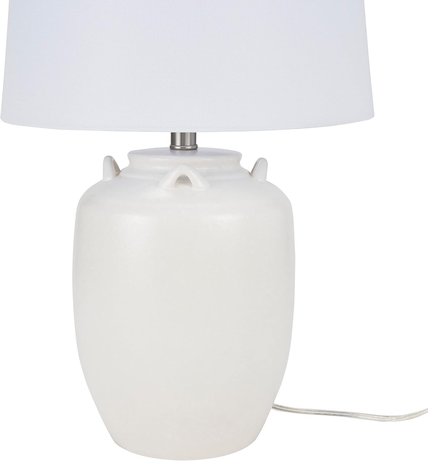 Nourison Home 24" White Farmhouse Ceramic Pottery Jug Table Lamp for Bedside Table, Living Room, Office, Entryway