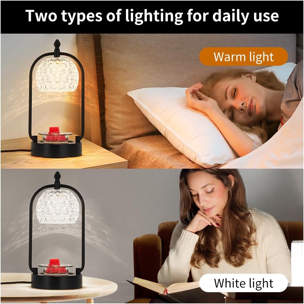 Candle Warmer Lamp with led Color Changing, Electric Candle Lamp Warmer wtih Timer Candle Warmer Gifts for Mom Bedroom Home Decor (Double Pole-Blcak)