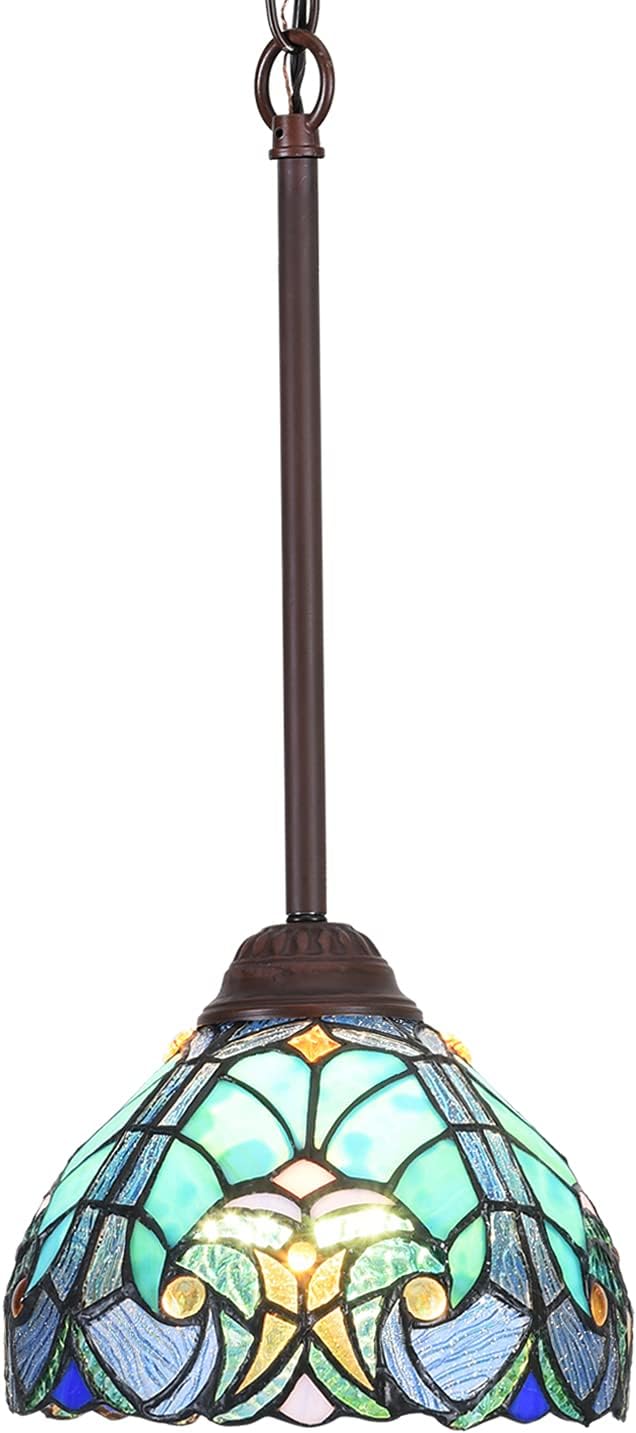 Tiffany Pendant Light fixtures Hanging Lamp Stained Glass Light Decor for Dining Living Room Kitchen Island Study Hallway