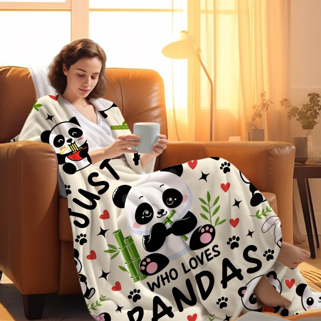 Panda Blanket Gifts for Panda Lovers Kids Teens,Pandas Accessories Stuff Animal Pattern Throw Blankets,Cute Pandas Theme Gifts for Women Girls Adults 60"x50"