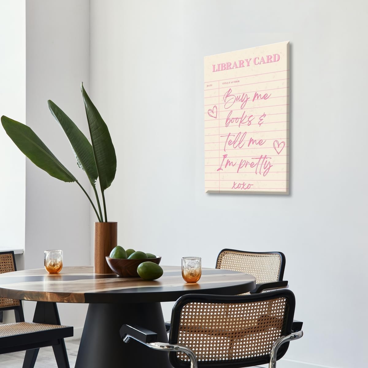 Buy Me Books and Tell Me Im Pretty Wall Art Trendy Library Card Pink Aesthetic Reading Poster Girly Positive Quote Canvas Prints Gift For Book Lovers Classroom Home Wall Decor Unframed16x24inch