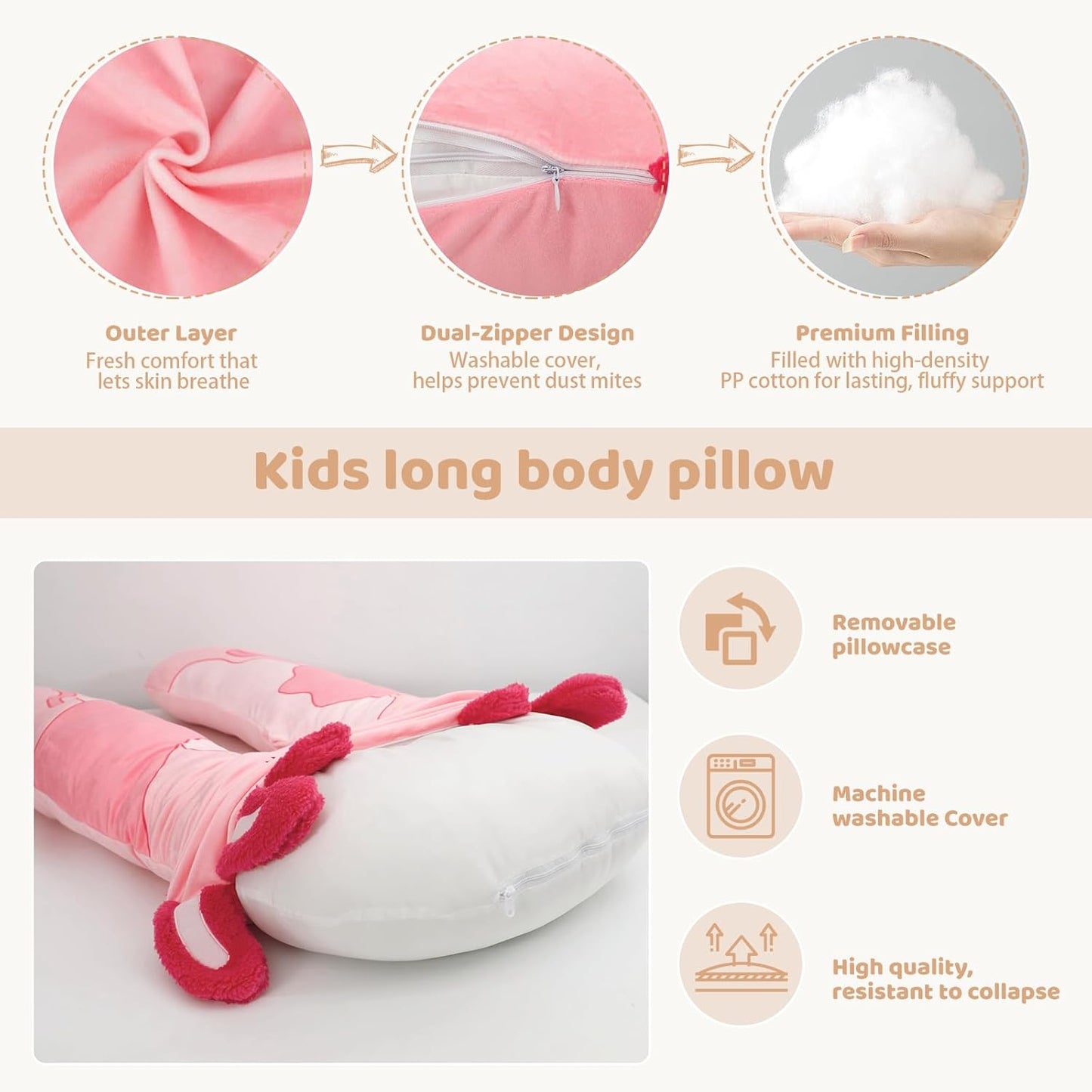 IFOYO Axolotl U-Shape Kids Body Pillow, 43" Minky Kids Full Body Pillow for Sleeping, Reading, ADHD & Sensory Relief, Kid Animal Cuddle Pillows Washable Cover Snuggle Fun Hug Gift for Boys & Girls