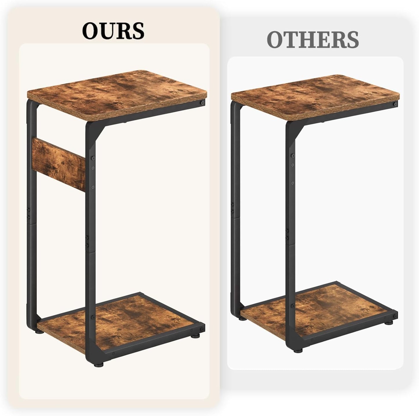 Narrow C-Shaped End Table, Small Couch Side Table, Sofa TV Tray Table for Living Room, Bedroom, Bedside ET-YB-BR1