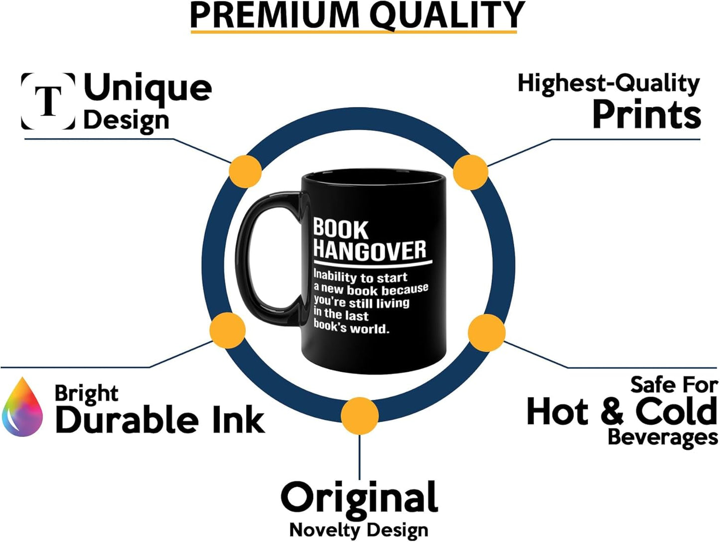 Book Lover Coffee Mug 11oz Black -Book Hangover - Writer Editor Bookish Librarian Bibliophile Bookish Grammar Philosophers