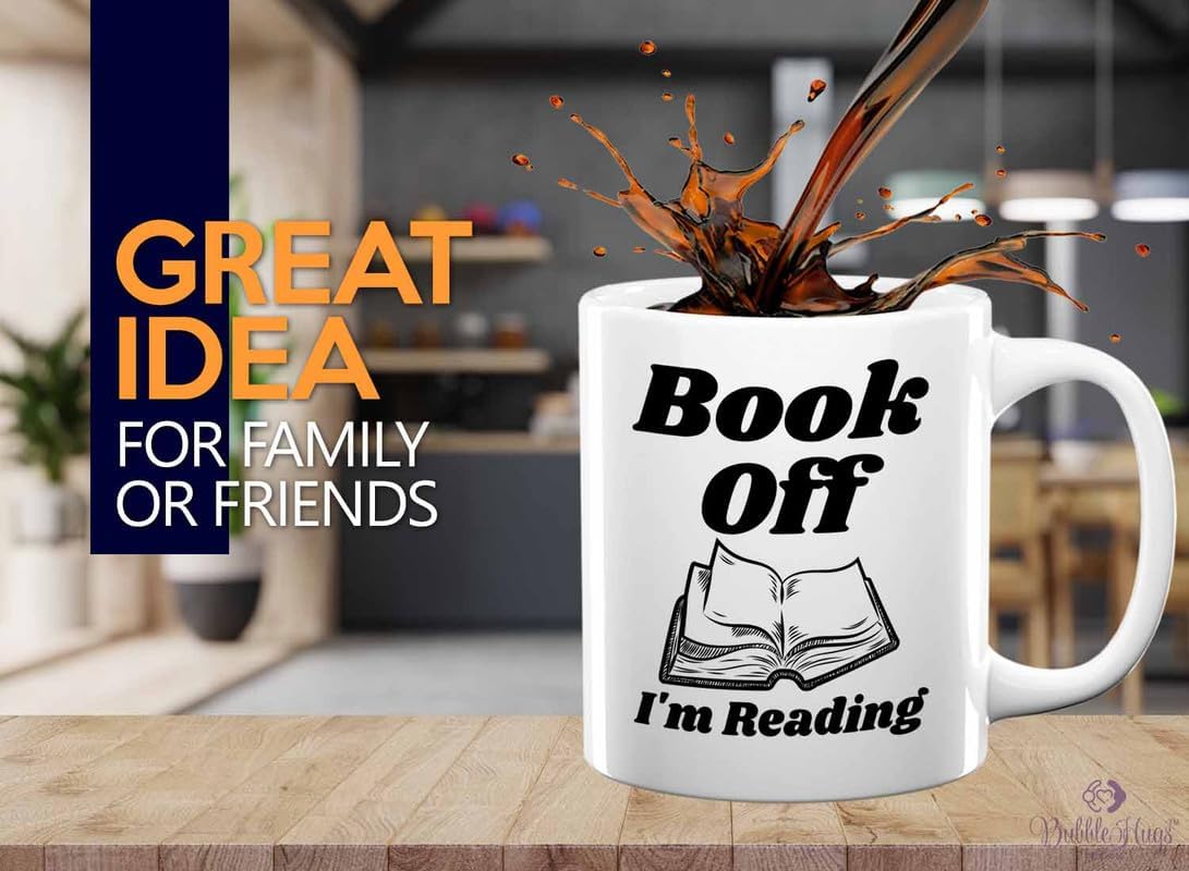 Reading Coffee Mug 11oz White - Book Off I'm Reading - Reader Gift Bookworm Owl Lover Cat Lover Book Lover Novelist Librarian Writer