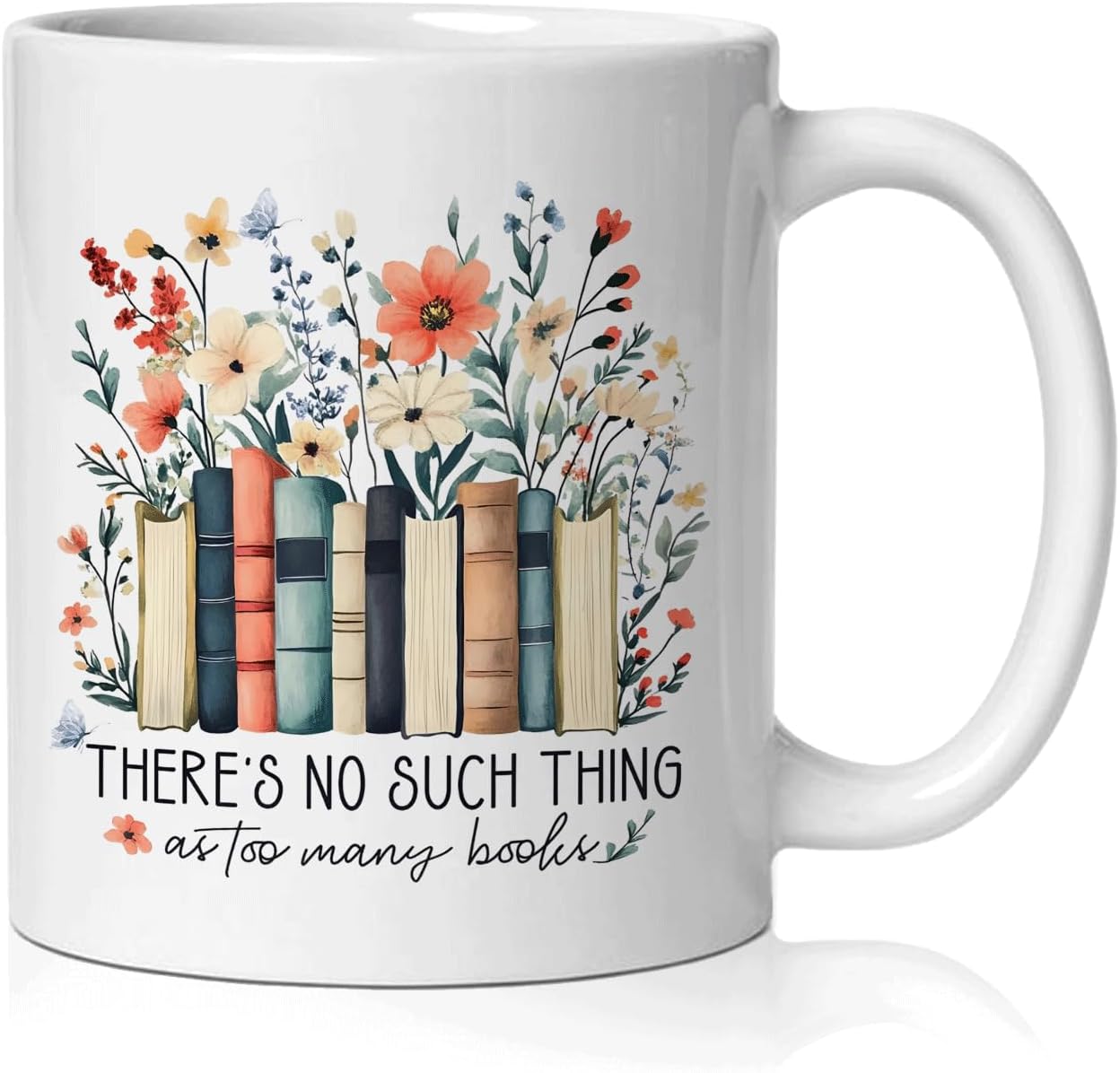 Book Lover Mug, Book Lover Gifts for Women Coffee Cup Ceramic, Bookish Bookworm Readers Librarians Gifts, There Is No Such Thing As Too Many Books Cup Ceramic Coffee Tea Mug 11 oz