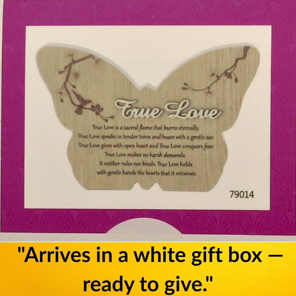 UNIDECO Wooden Butterfly Wall Décor, 8.75 Inch True Love Gift from Mom, Butterflies Shaped Hanging Decoration, Wood For Home Room Shelve, Family Friends Live Life, Laugh Quote