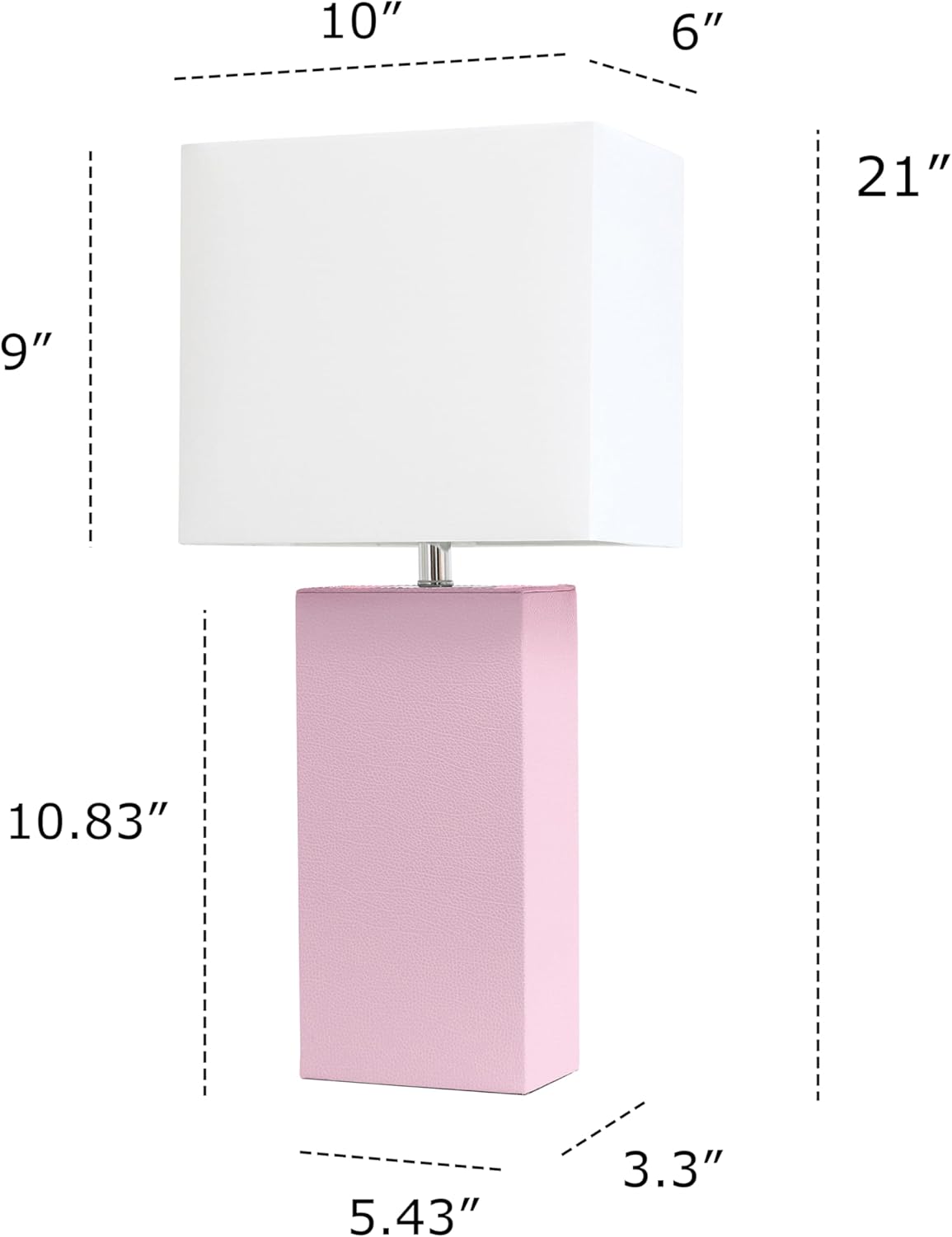 Elegant Designs LT1151-BPK Contemporary Faux Leather Encased Table Lamp for Living Room, Bedroom, Study, Office, Entryway, Reading Nook, Blush Pink