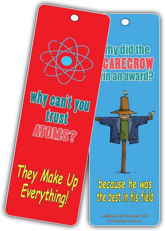 Creanoso Bookmarks Cards for Kids (30-Pack) - Hilariously Silly and Funny Jokes Series 2 - Excellent Party Favors Teacher Classroom Reading Rewards and Incentive Gifts for Young Readers