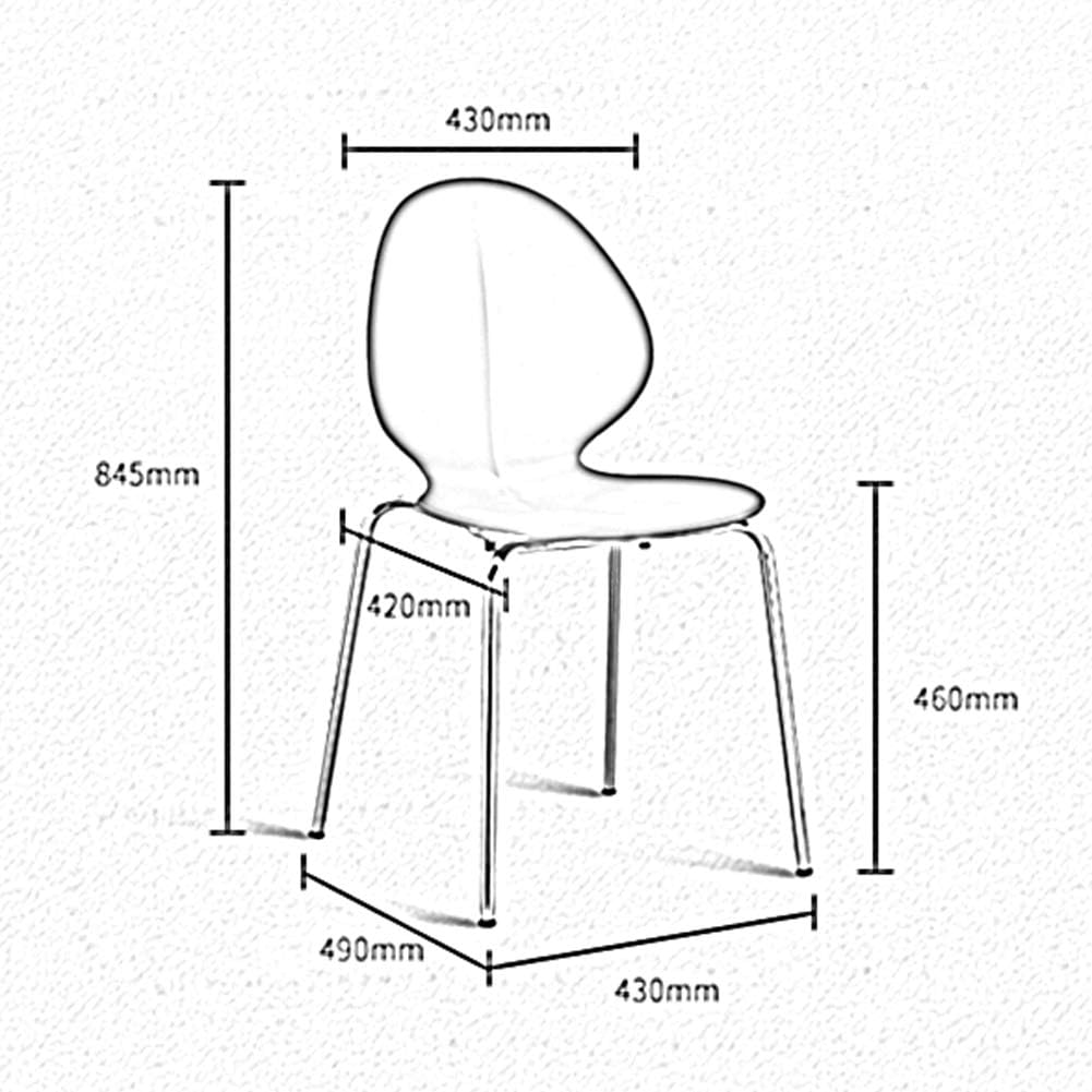 RXBFD Comfortable Chair Modern PP Plastic Dining Chair with Metal Legs,Ergonomically Designed Comfort Curve, for Living Room/Cafe/Lounge/Study Room/Dining Room/Pub Leisure Chair