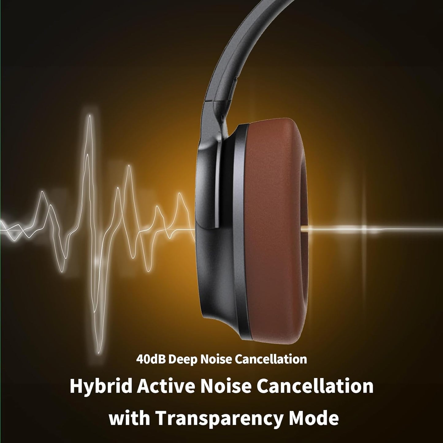 Hybrid ANC Multipoint Over Ear Headphones, Bluetooth Headphones Over The Ear Noise Canceling, Hi-Res Audio Custom with 4 EQ Deep Bass, Memory Foam Ear Cups, Quick Charge 60H HiFi Playtime