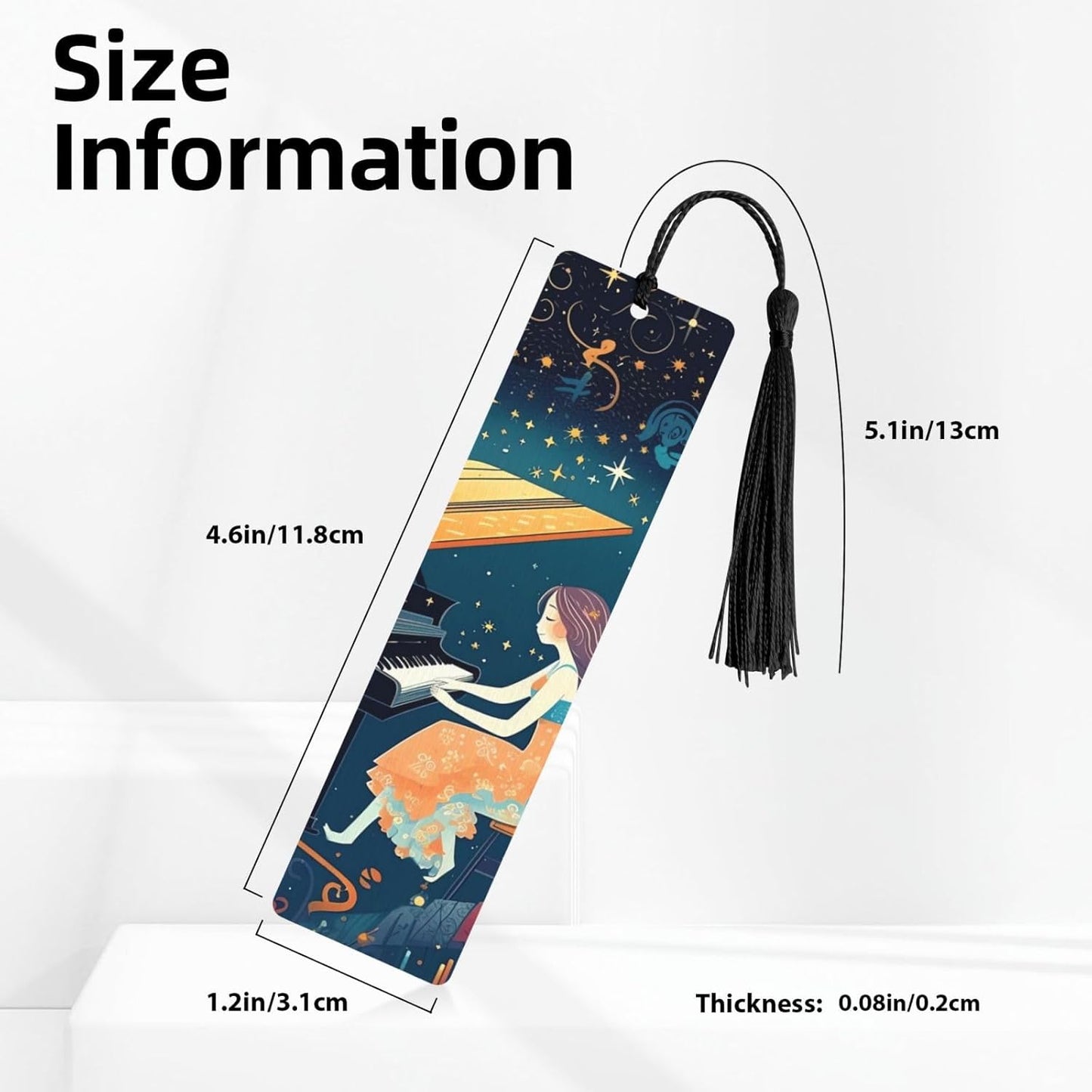 Women at Concert Bookmarks Gifts for Women Men, Wooden Bookmarks for Book Lovers, Vintage Book Marks Ornaments with Tassel, Unique Personalized Reading Page Markers Black