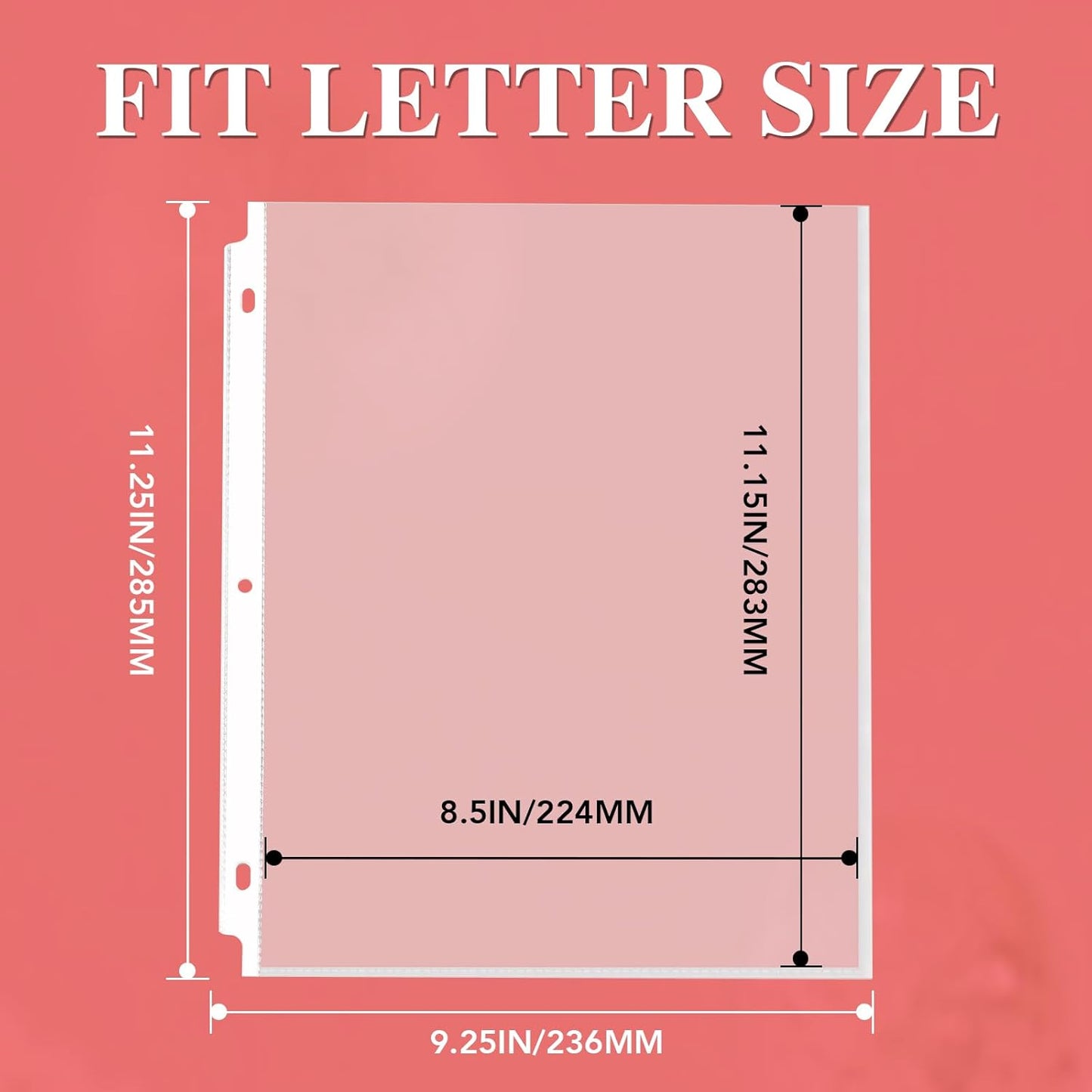 500 Pack Sheet Protectors 8.5 x 11 inch Clear Page Protectors for 3 Ring Binder, Plastic Sleeves for Papers, Document