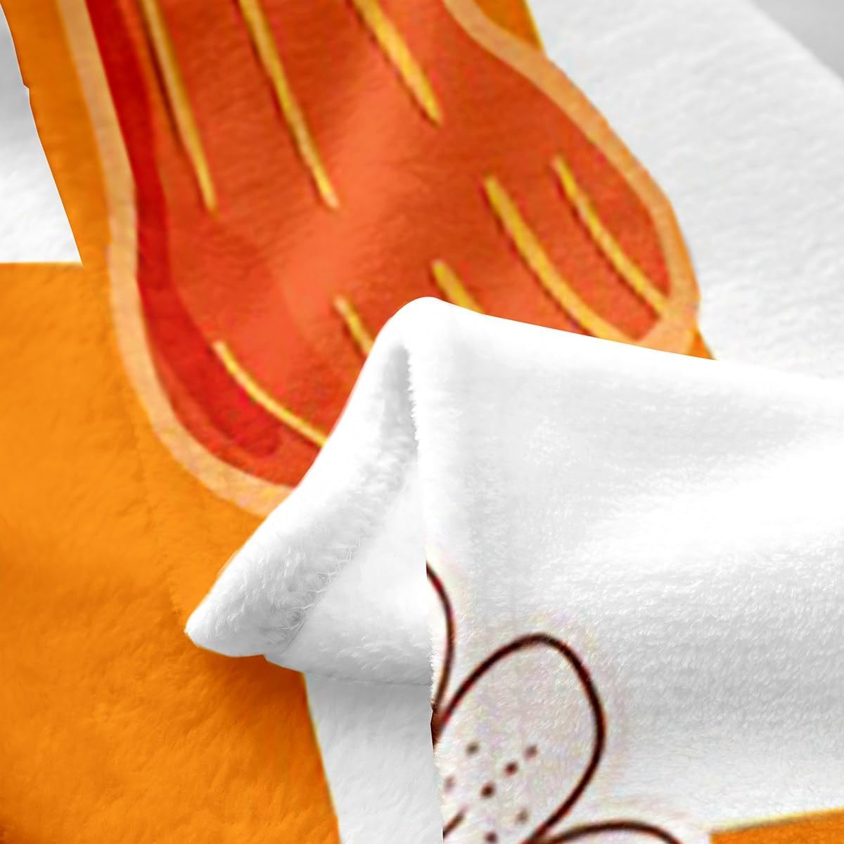 Retro 60s 70s Groovy Flower Throw Blanket,Kawaii Mushroom Fleece Blanket for Girls Women Adult,Cute 1970 Daisy Hippie Flannel Blanket Queen 90x90,Orange White Plaid Checkered Fuzzy Blanket