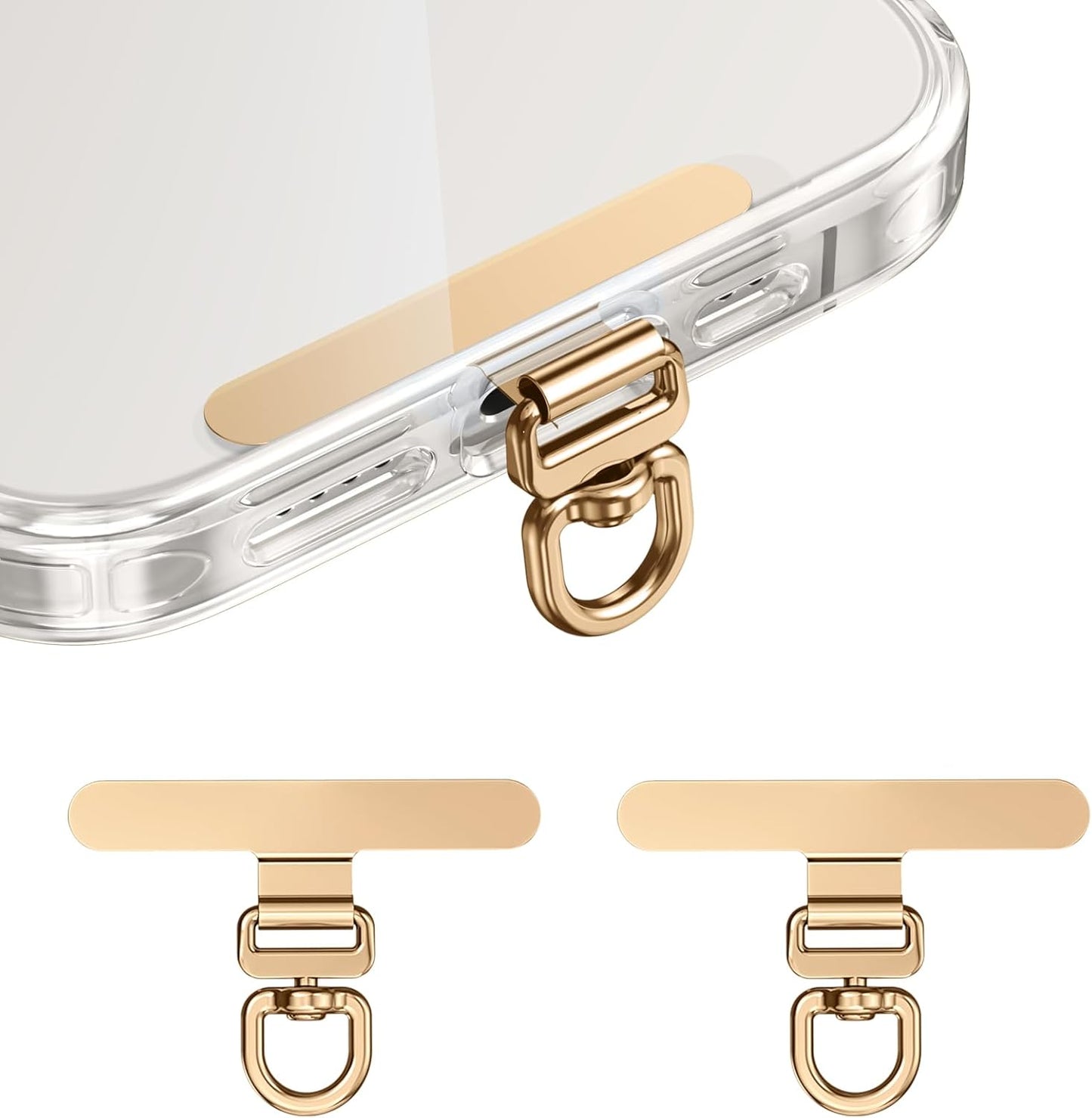 Phone Tether Tab & Lanyard Tab, 360° Swivel Clip - Ultra Thin Stainless Steel Universal Patch for All Phone Cases