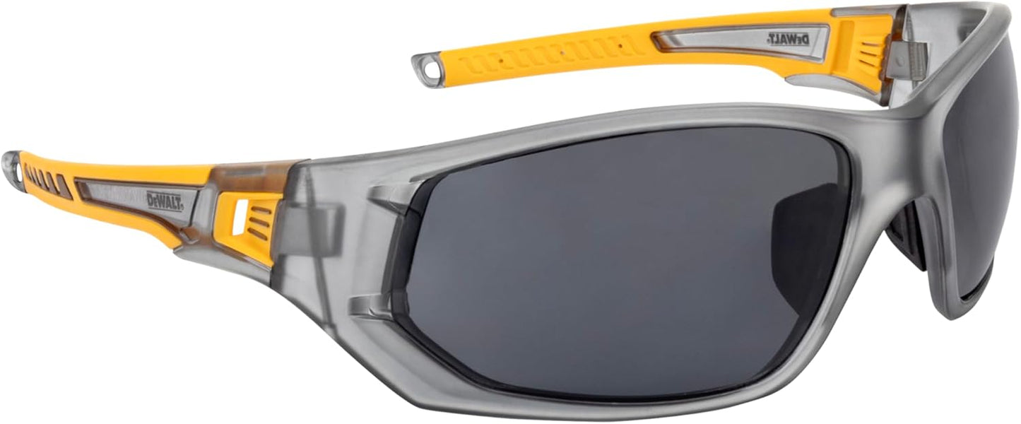 DEWALT DPG112-2D Miter™ Premium Vented No-Slip Safety Glasses – Smoke Lens – Vented Frame & Lenses – Rubber Temples & Nosepiece – 1 Pair