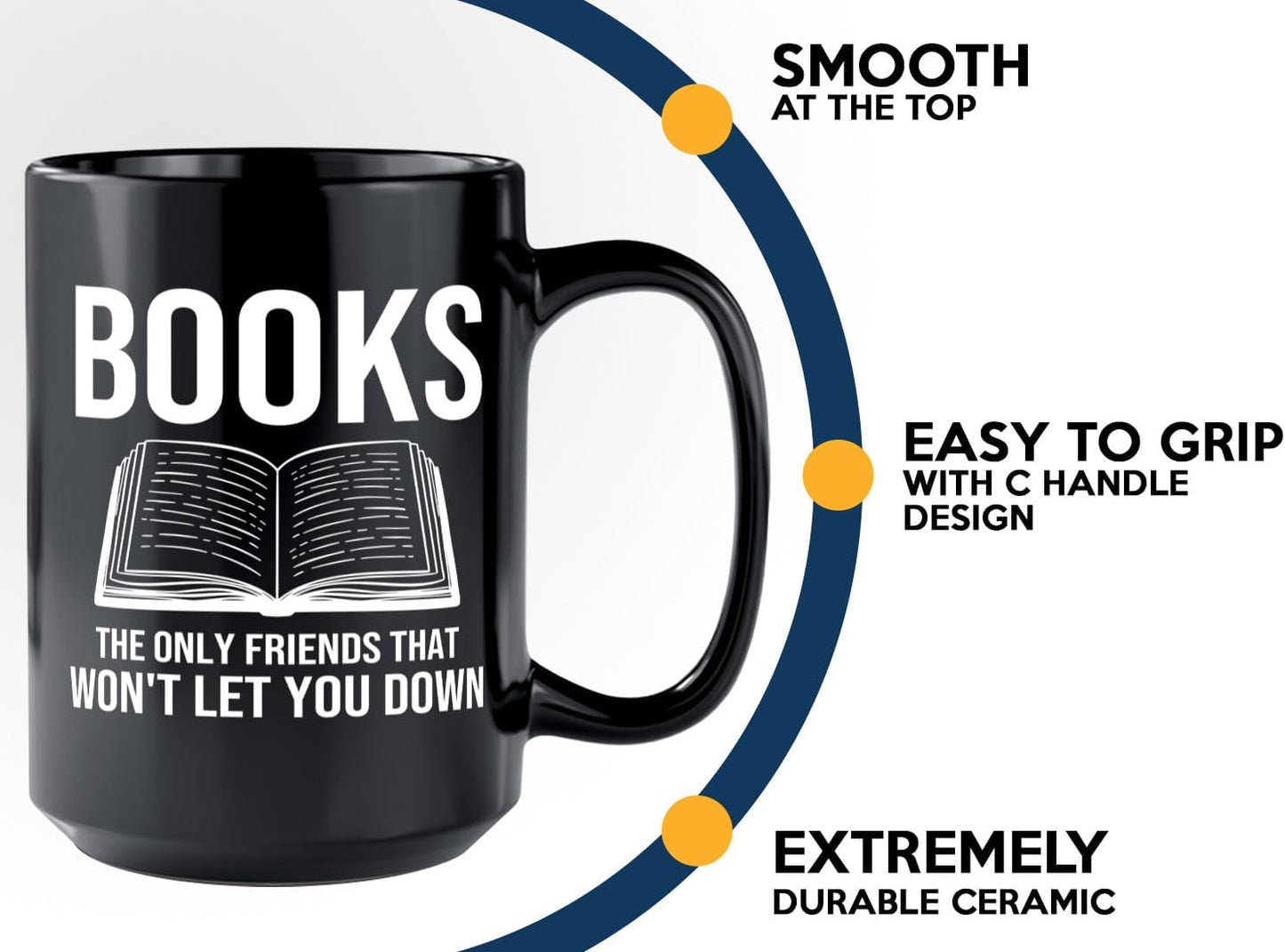 Book Lover Coffee Mug 15oz Black -Books The only - Bookworm Literature Library Book Lover Reader Booked Editor Intellectual Studious