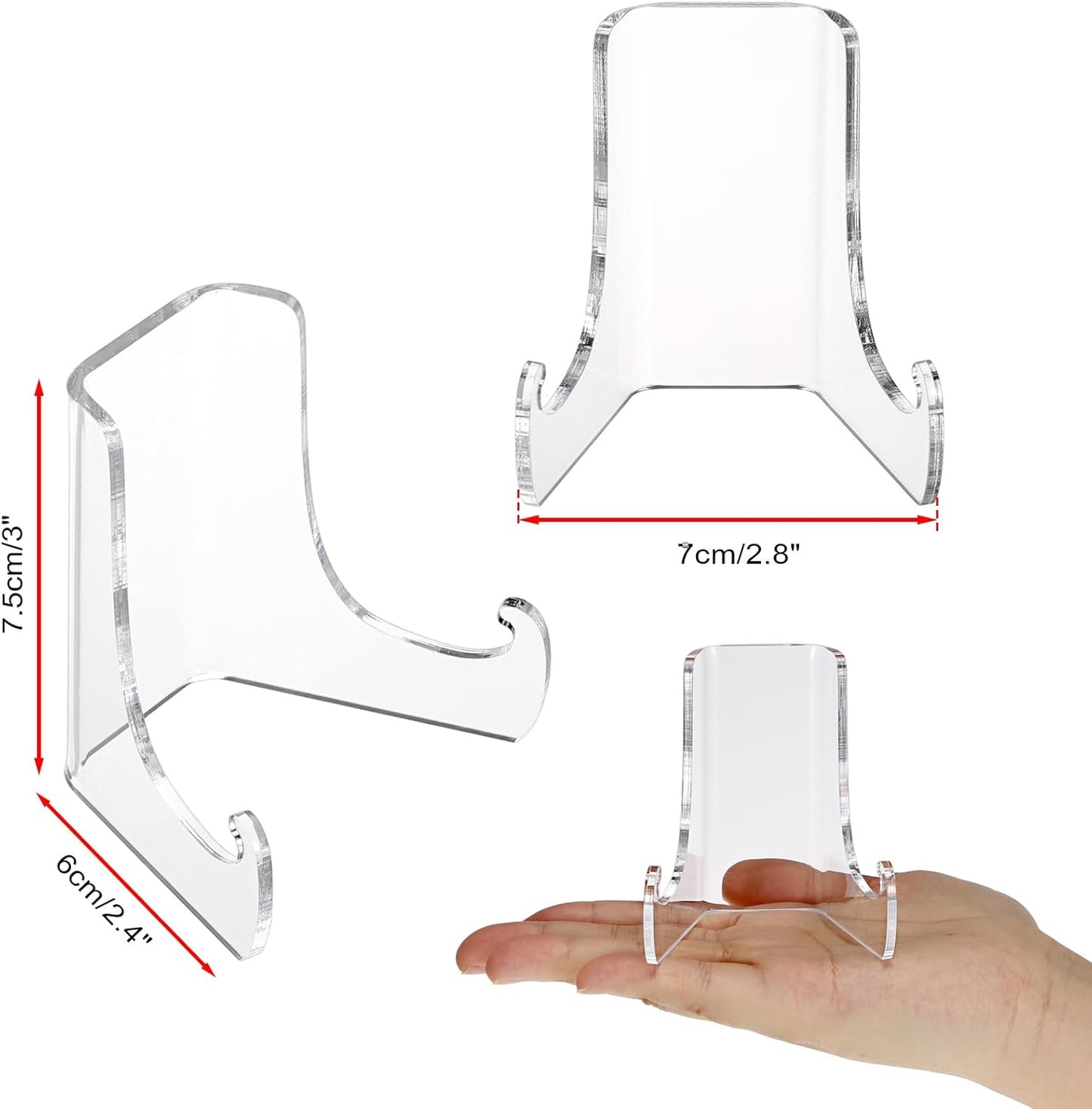 JUXYES 3 Pack Acrylic Wallet Display Holder Stands, Portable Easels Display Stand Clear Plate Display Rack for Boutique, Retail Countertop Acrylic Display Stand for Hand Purse, Wallet, Photos, Book