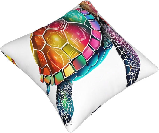 All-Season Square Pillow Covers 18"X18", Sea Turtle, Decorative Throw Pillow Covers for Sofa Bed Couch, Hidden Zipper Cushion Cover, Square Lumbar & Accent Pillowcases for Home Decor