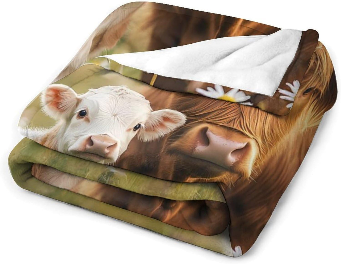 Highland Cow Throw Blanket for Couch Bed Plush Cozy Fuzzy Flannel Blanket for All Season 55"x70"