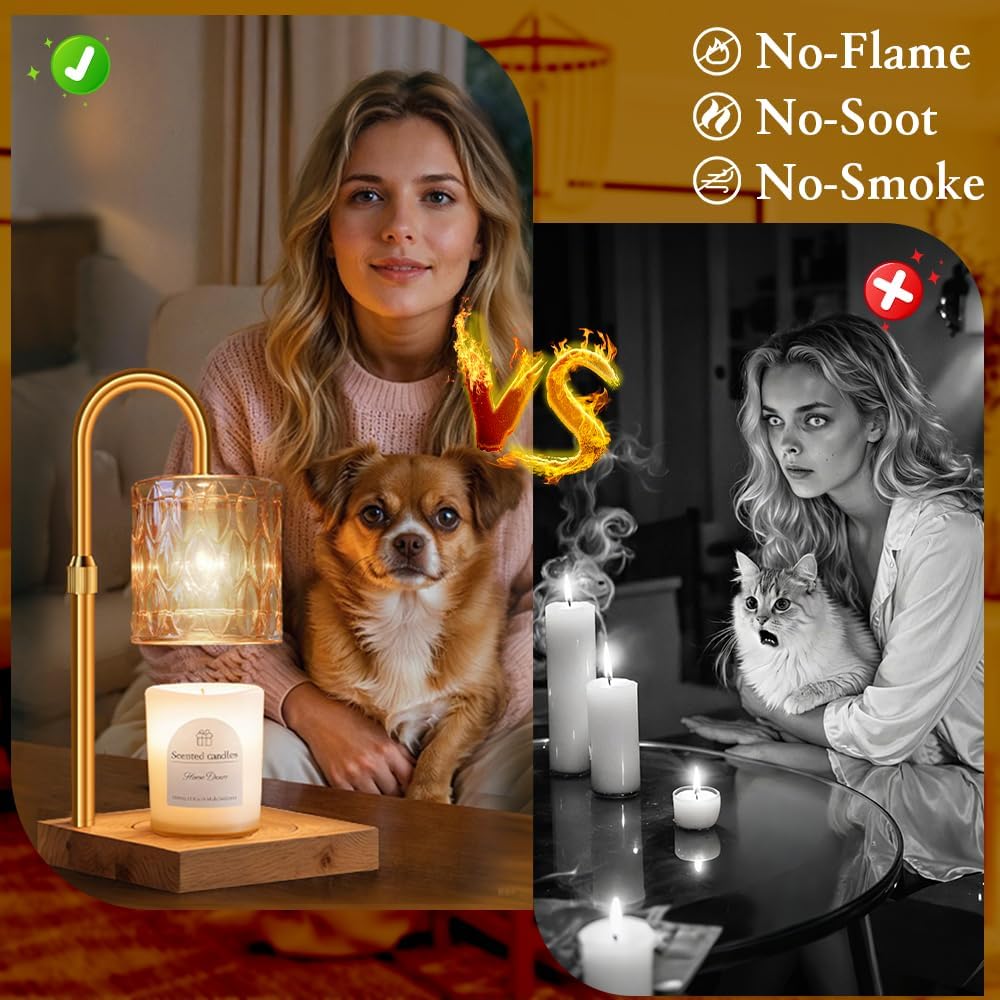 Candle Warmer Lamp Gifts for Women - Home Decor Aesthetic mom Birthday Gift ideas - Wax melt Warmers Light for Office Bedroom New Homes Room - Candles Lamps with Timer Valentine's Day Gift Woman