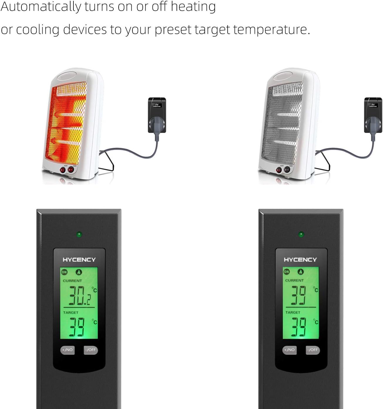 Wireless Plug in Thermostat Outlet, Electric Thermostat Controlled Outlet with Built-in Temperature Sensor Remote Control (Black)