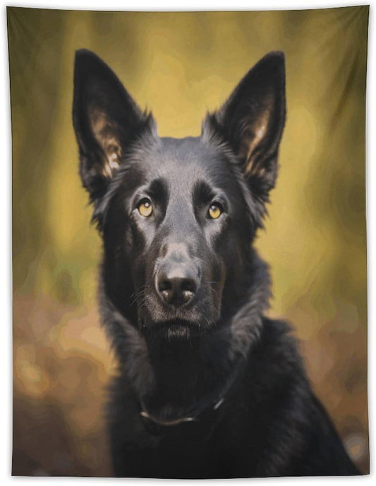 FodPand Black German Shepherd Dog Tapestry Anti-fading Wall Tapestry with Installation Kit Backdrop Banner Multipurpose Aesthetic Tapestries Boho Wall Art Hanging Decorative Blanket 30"x40"