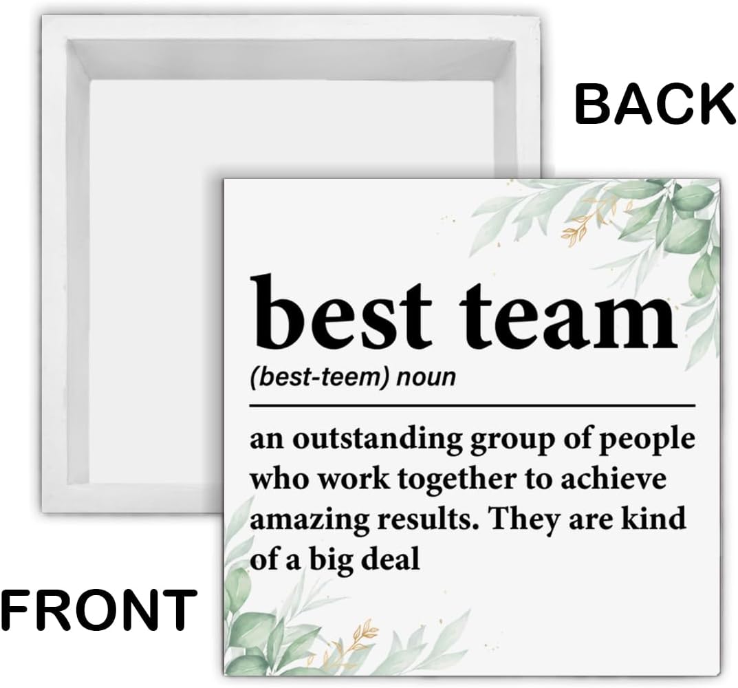 Best Team Gifts for Employees, Inspirational Teamwork Gifts Best Team Definition Wood Block Sign Desk Shelf Decor