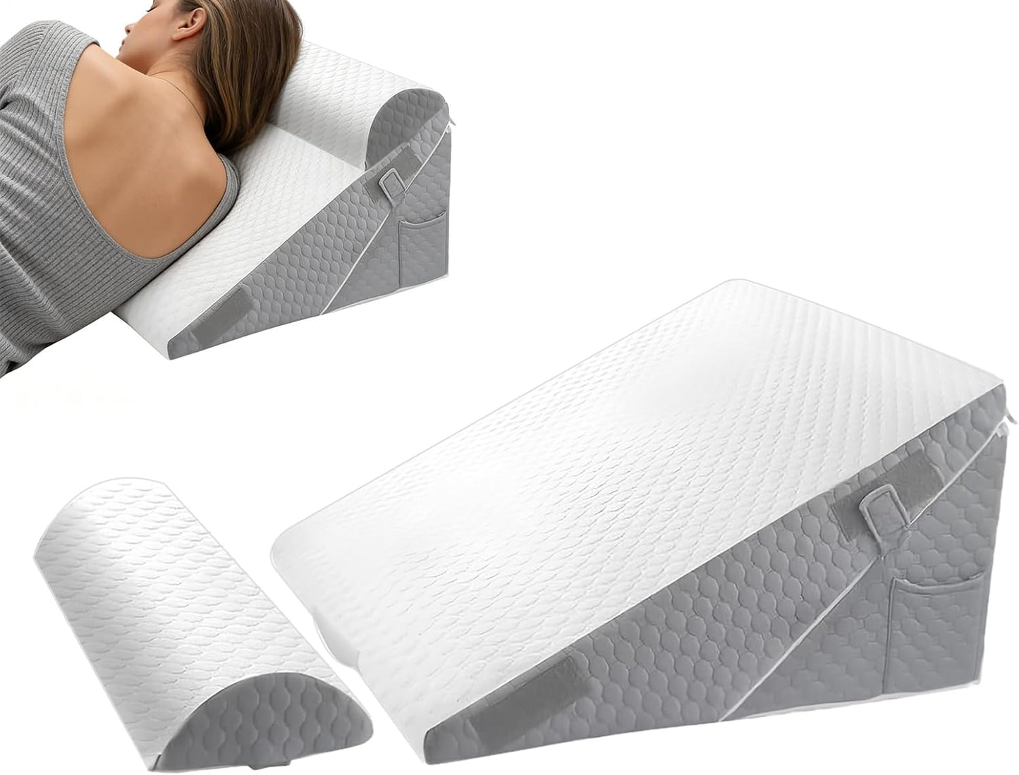 Bed Wedge Pillow - Adjustable Head Elevation Cushion | Triangle Reading Support with Ergonomic Incline Design, Backrest Pillow for Bed Comfort Positioning, Sleeping Aid Cushion