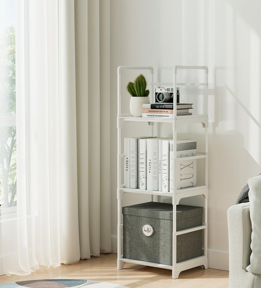 FIDUCIAL HOME 3 Tiers Small Bookshelf for Small Spaces White Mini Short Book Shelf Low Open Bookcase Easy Assemble