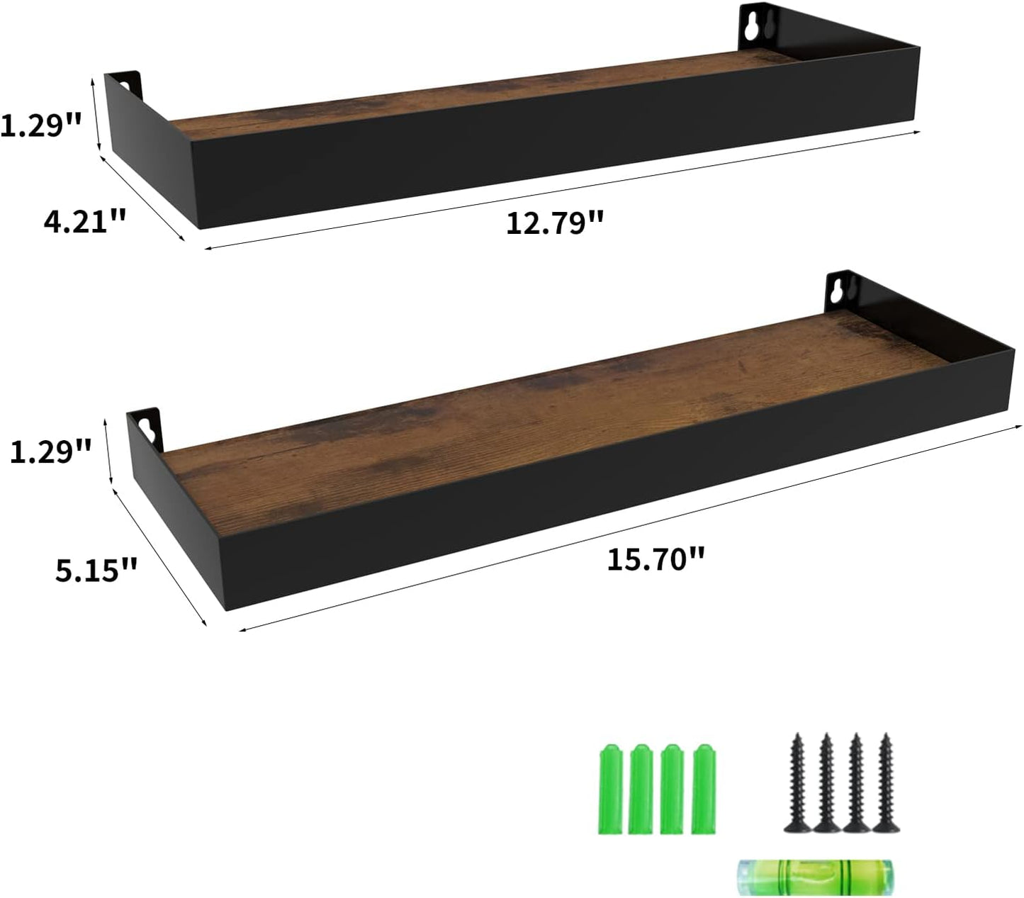 RLAVBL Wall Shelves Set of 2, Rustic Storage Wood Wall Mounted Floating Shelves for Bedroom Living Room Kitchen