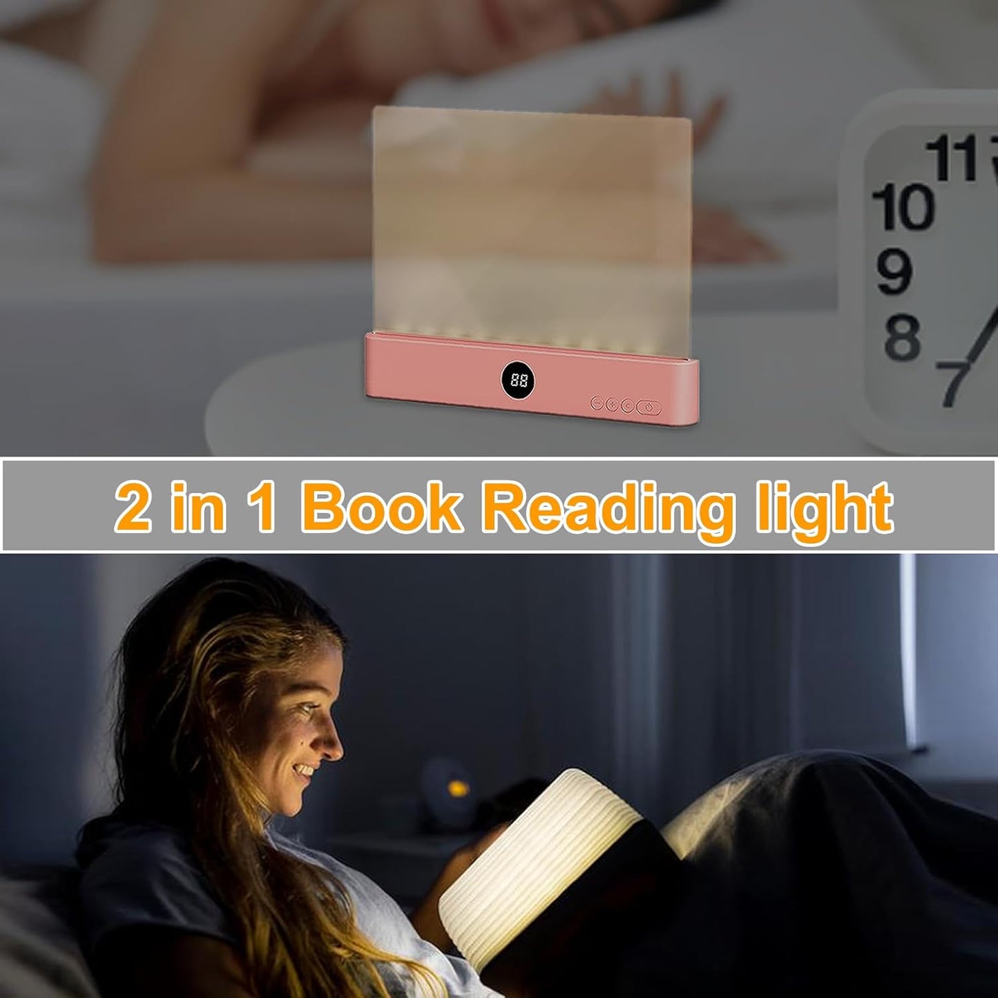 Book Light, Rechargeable Reading Lights for Books in Bed - Eye Caring 3 Color Temperatures, Stepless Dimming Brightness, Timer, Long Lasting, Portable Flat Book Light for Book Lovers (Pink)