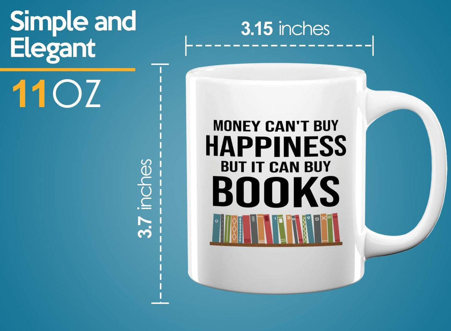 Book Lover Coffee Mug 11oz White -Can Buy Books - Gift For Poets Bookish People Bibliophile Librarian Book Club Reader