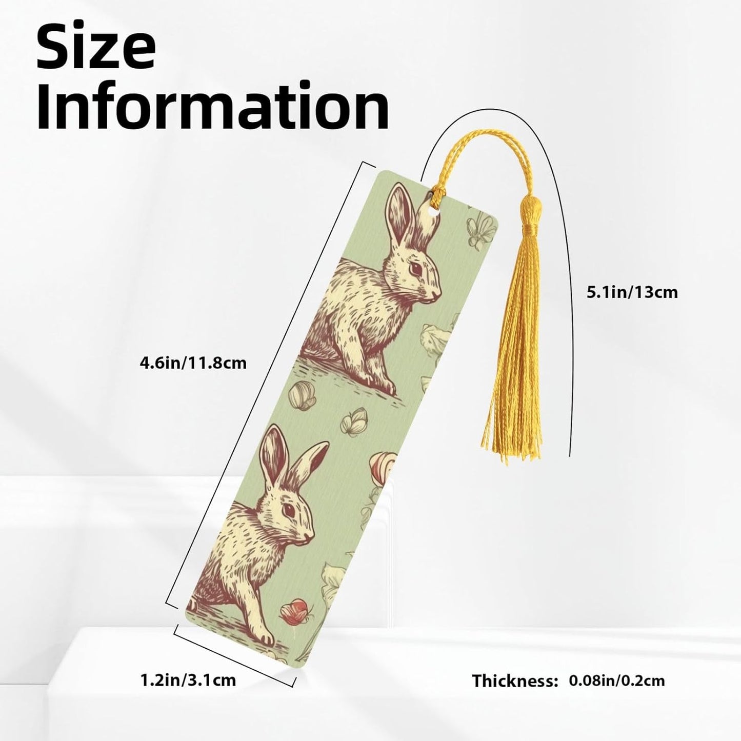 Rabbit Pattern Bookmarks Gifts for Women Men, Wooden Bookmarks for Book Lovers, Vintage Book Marks Ornaments with Tassel, Unique Personalized Reading Page Markers Gold