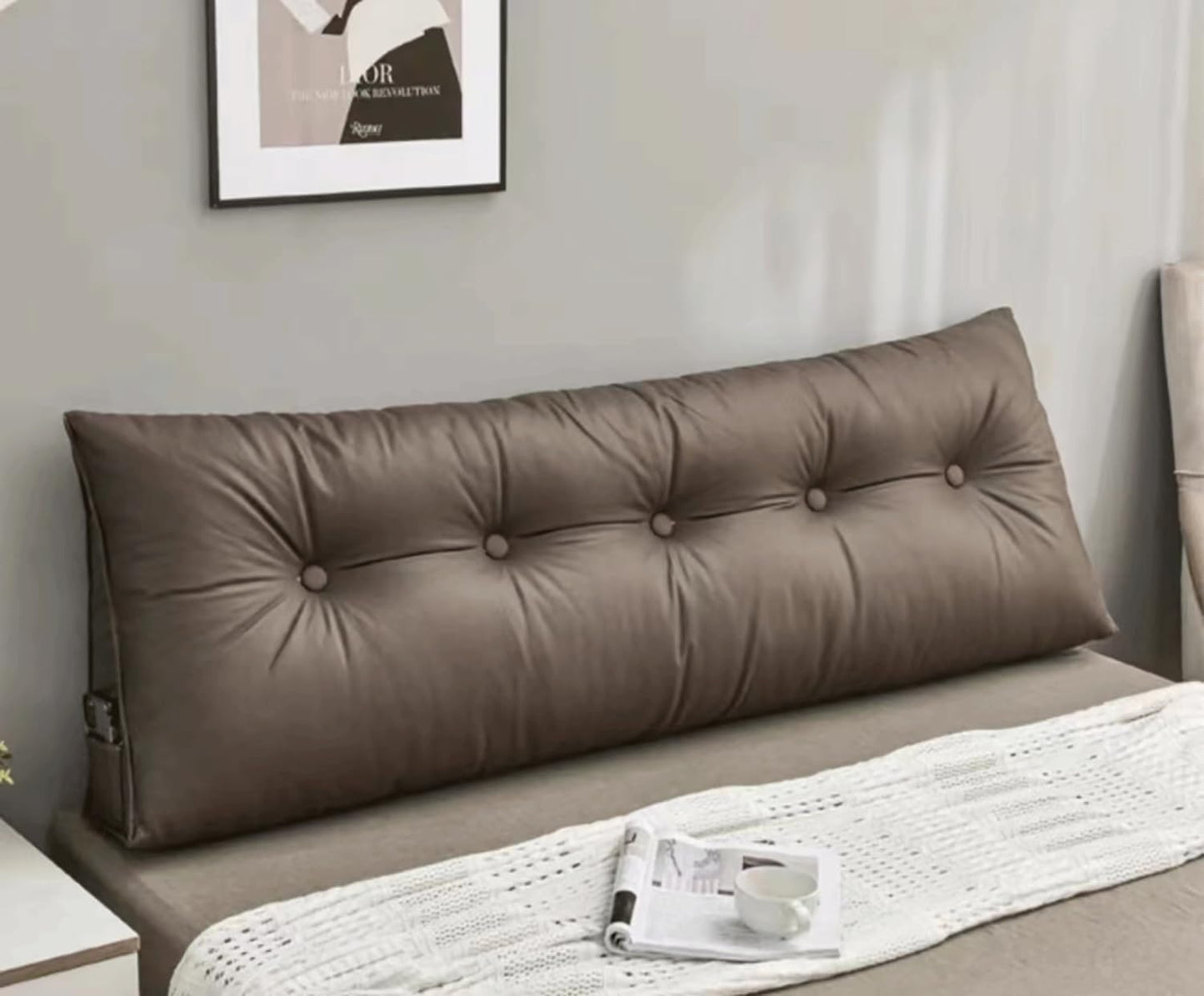 Comfortable Lumbar Bed Pillow Reading Backrest Cushion Triangular Headboard Pillow Bed Wedge Pillow Large Reading Pillow For Bay Window Tatami Sofa Bedroom(Size:150x20x50cm(59x7.8x20"),Color:Coffee)