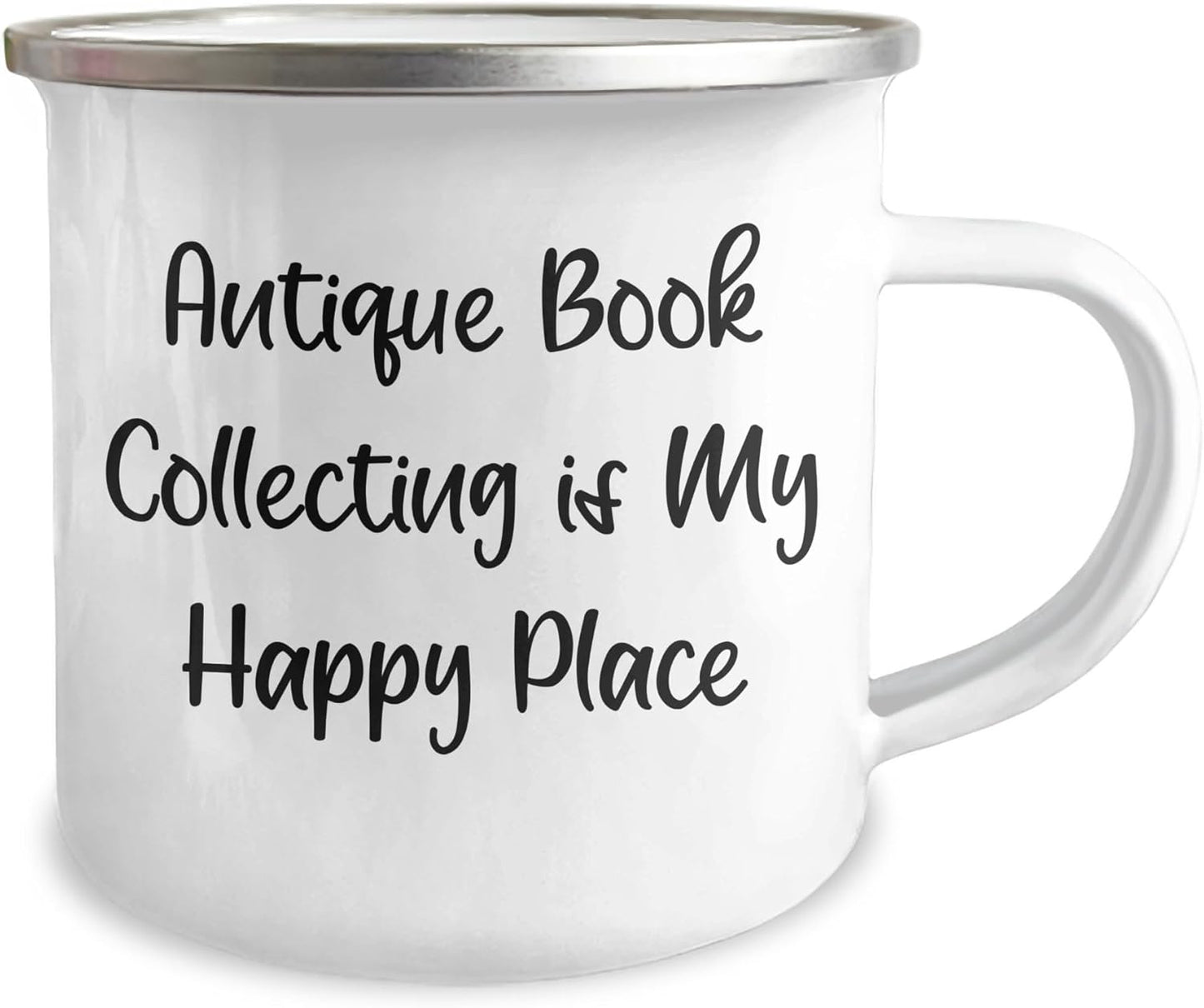 Antique Book Collector Gifts - Camping Mug for Book Lover - Father's Day Unique Gifts | Antique Book Collecting Is My Happy Place