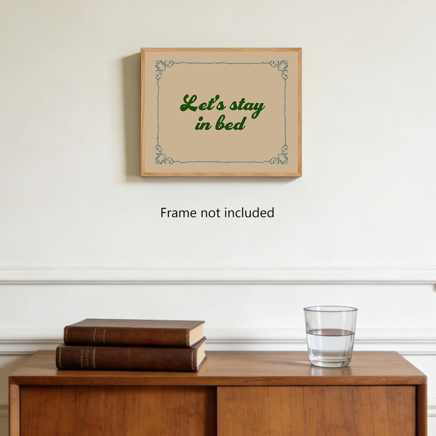 Baby Plum Let's Stay in Bed Canvas Wall Art Funny Quotes Poster Funky Valentines Day Art Prints Trendy Painting for Living Room Bedroom Dorm Apartment Office Hotel 8x10 Inch Unframed Aesthetic Artwork